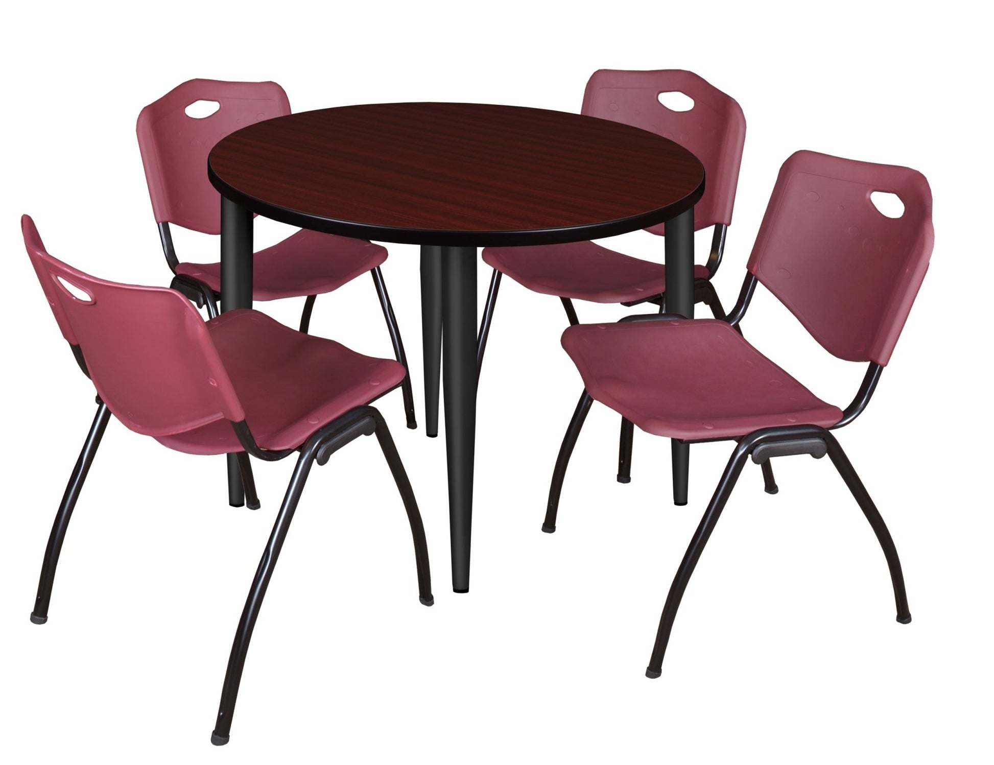 Regency Kahlo 42 in. Round Breakroom Table & 4 M Stack Chairs - SchoolOutlet
