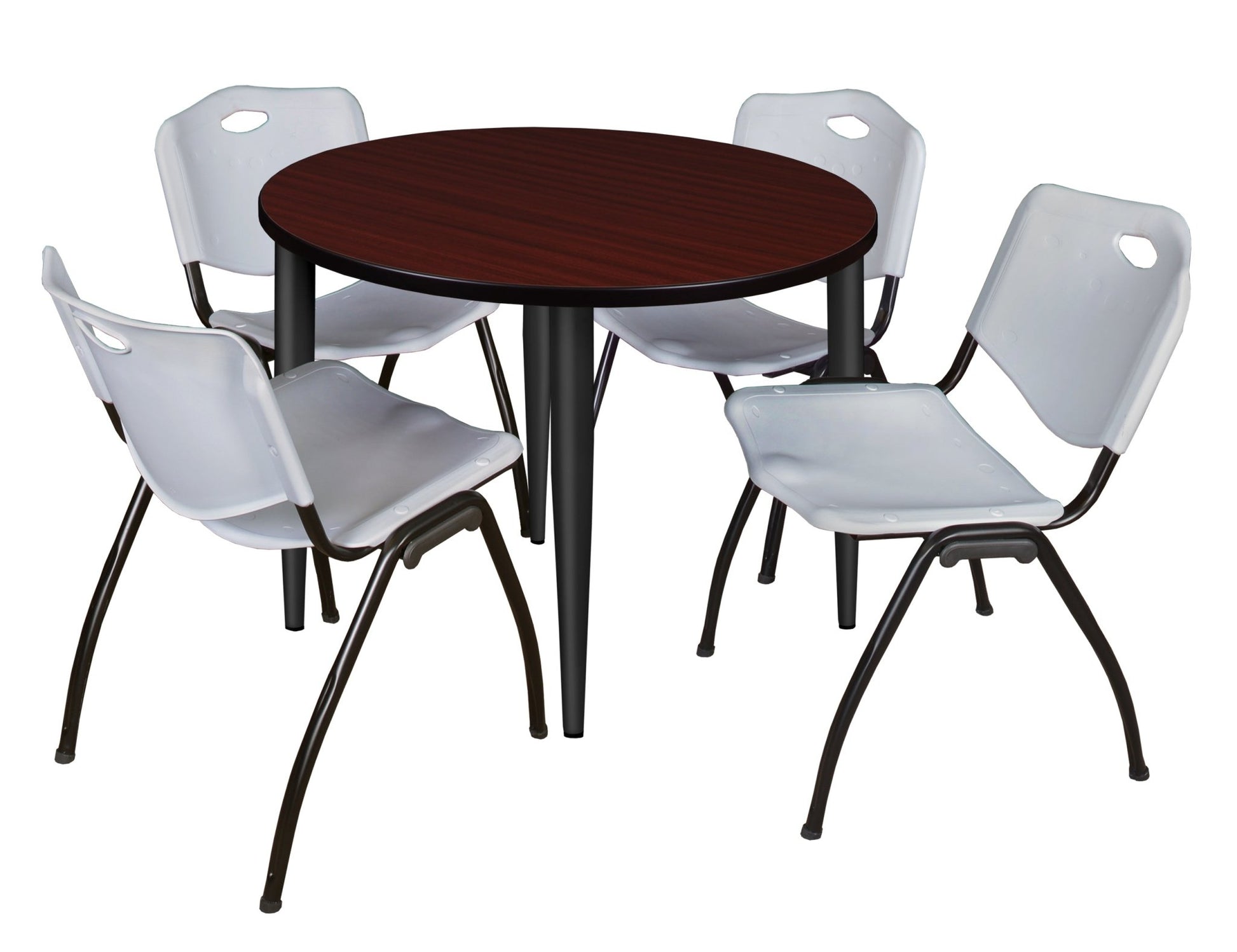 Regency Kahlo 42 in. Round Breakroom Table & 4 M Stack Chairs - SchoolOutlet