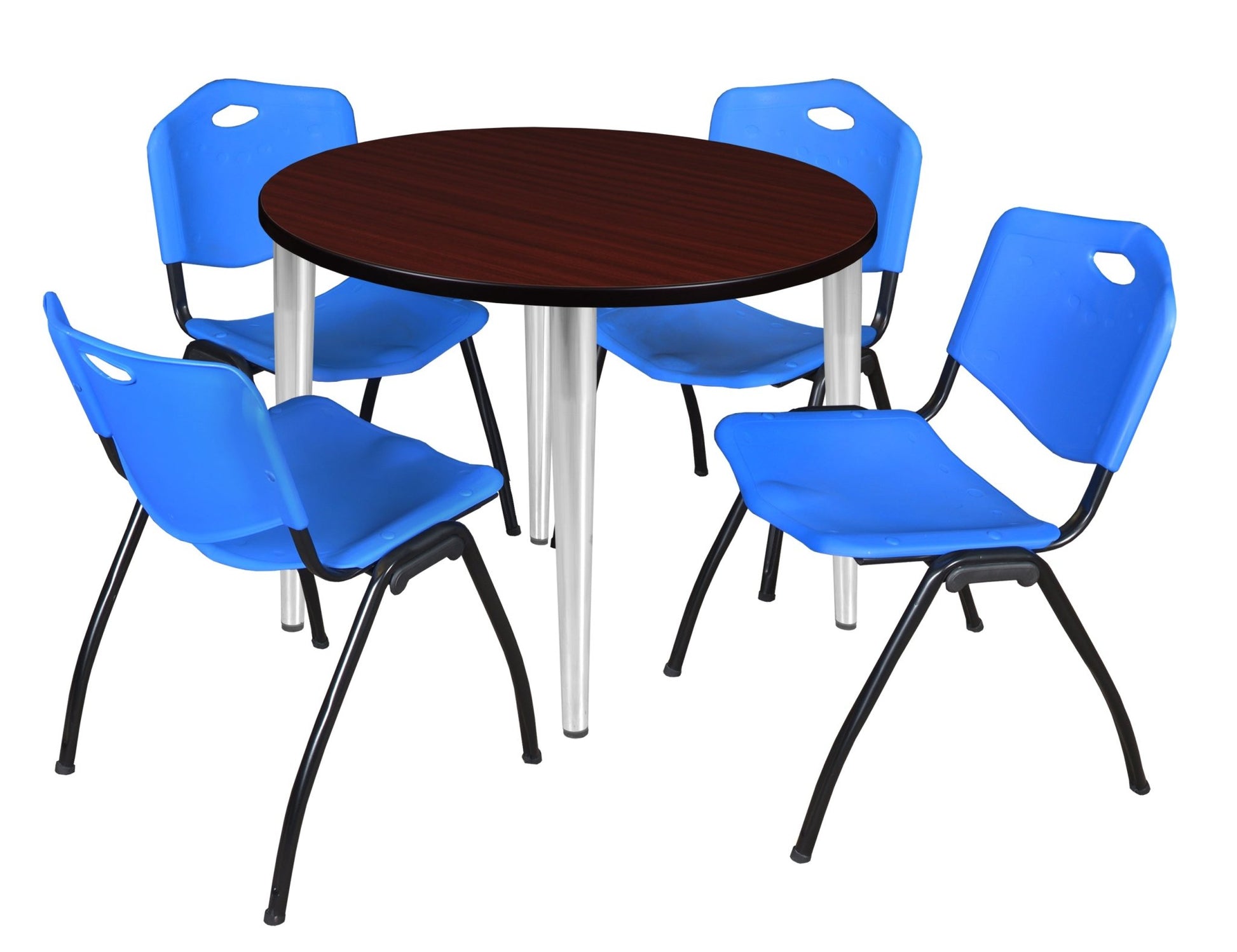 Regency Kahlo 42 in. Round Breakroom Table & 4 M Stack Chairs - SchoolOutlet