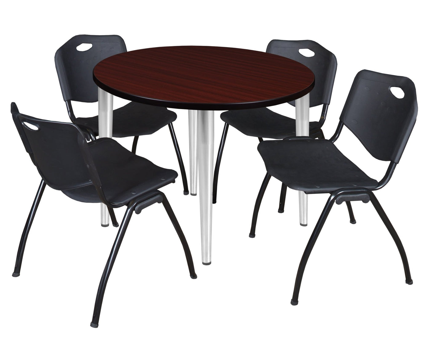 Regency Kahlo 42 in. Round Breakroom Table & 4 M Stack Chairs - SchoolOutlet
