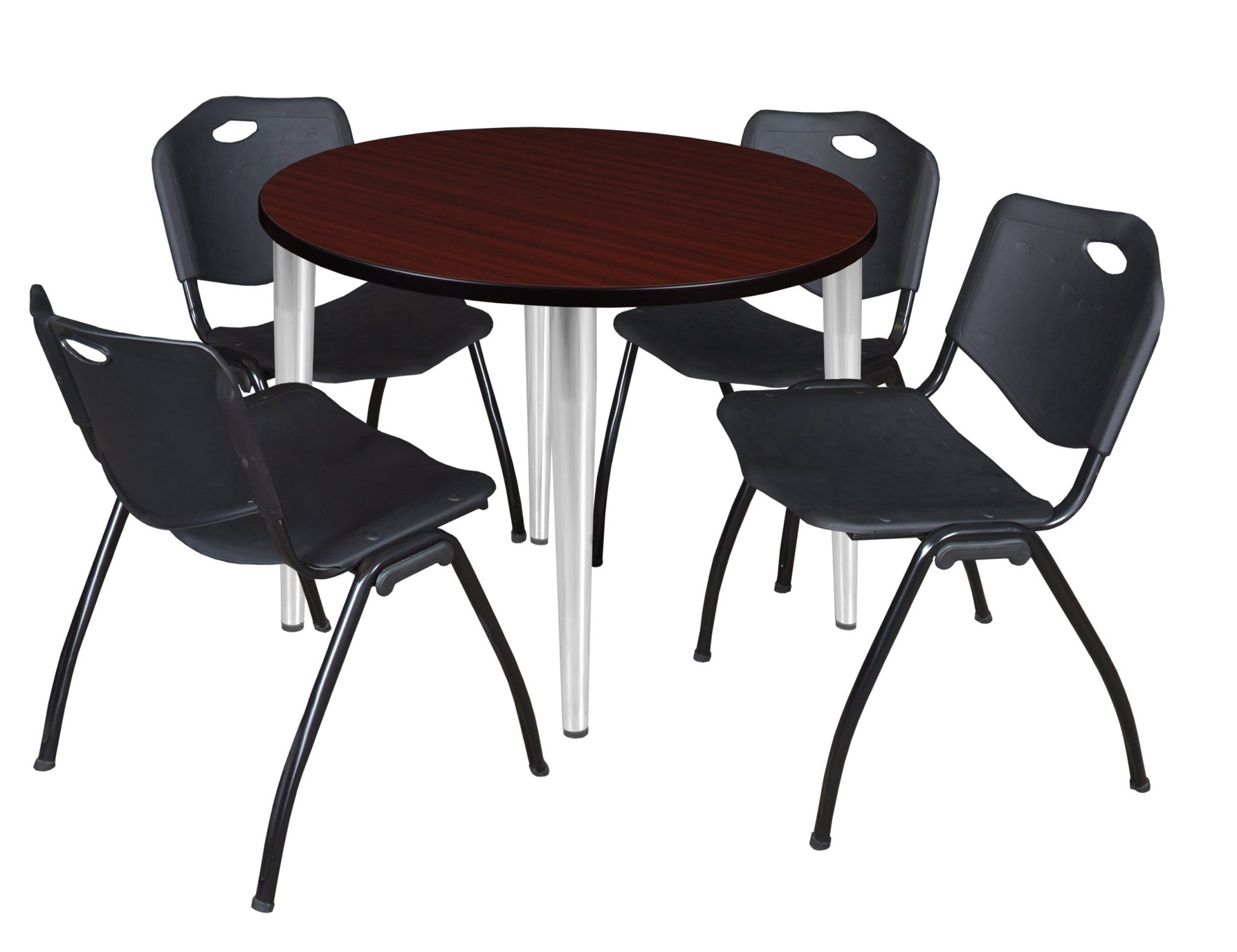 Regency Kahlo 42 in. Round Breakroom Table & 4 M Stack Chairs - SchoolOutlet