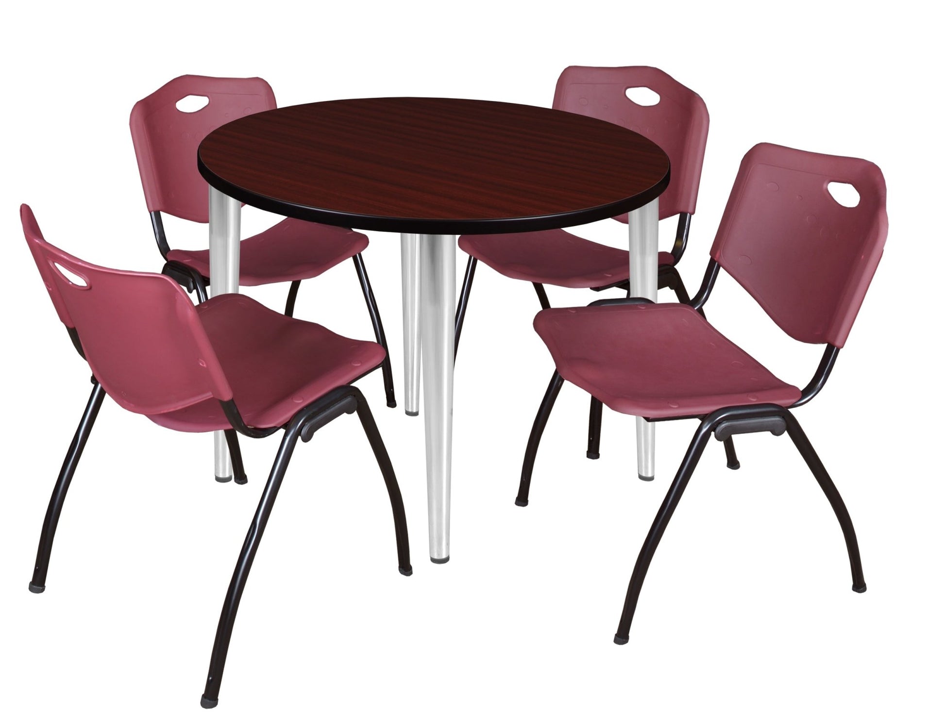 Regency Kahlo 42 in. Round Breakroom Table & 4 M Stack Chairs - SchoolOutlet