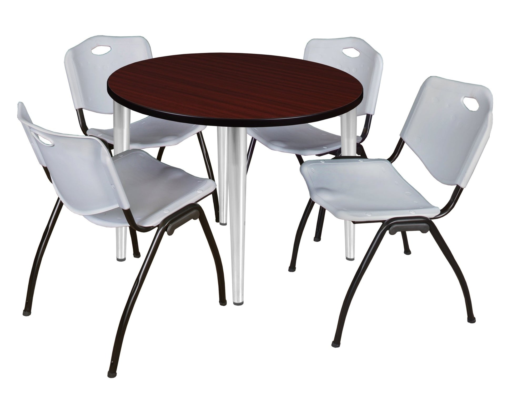 Regency Kahlo 42 in. Round Breakroom Table & 4 M Stack Chairs - SchoolOutlet