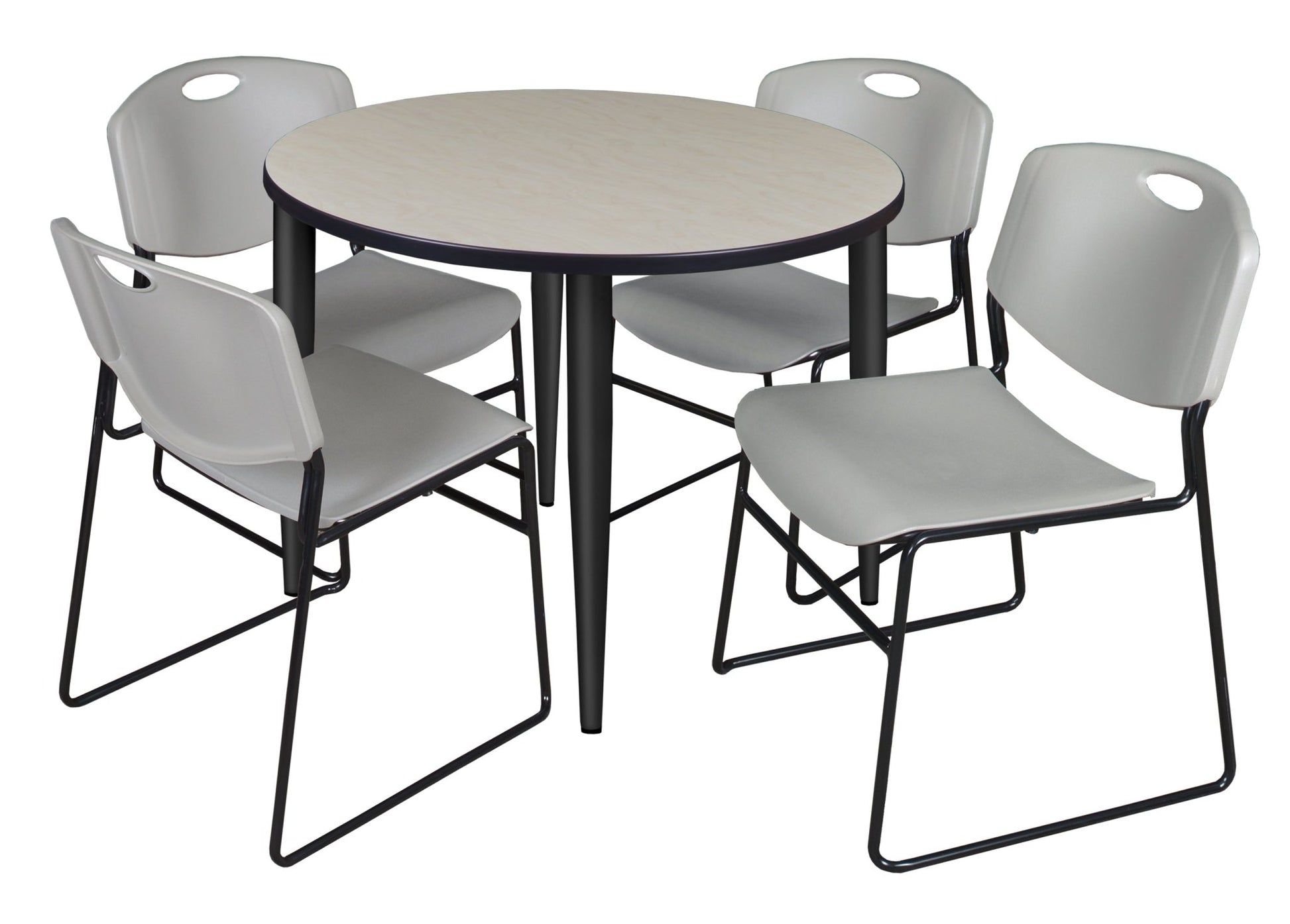 Regency Kahlo 42 in. Round Breakroom Table & 4 Zeng Stack Chairs - SchoolOutlet