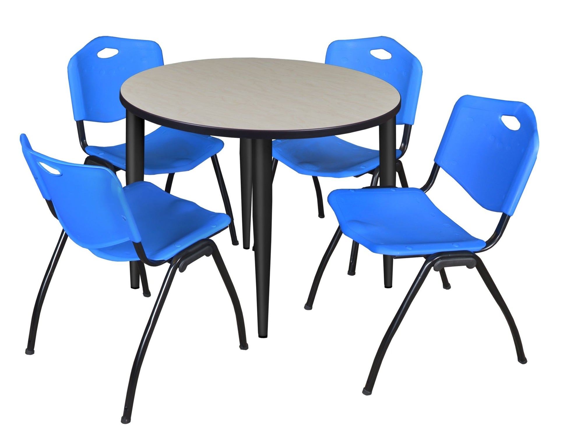Regency Kahlo 42 in. Round Breakroom Table & 4 M Stack Chairs - SchoolOutlet