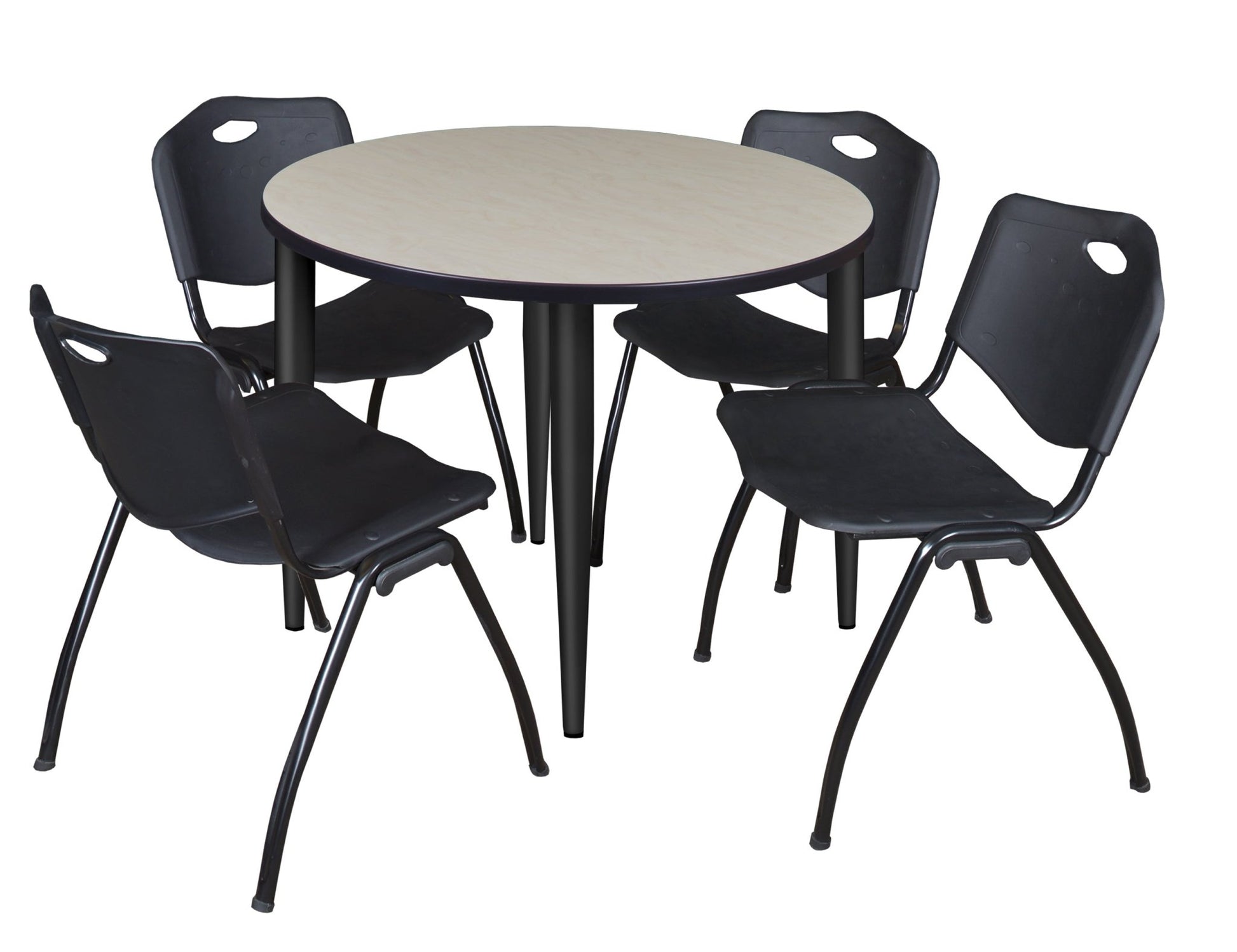 Regency Kahlo 42 in. Round Breakroom Table & 4 M Stack Chairs - SchoolOutlet