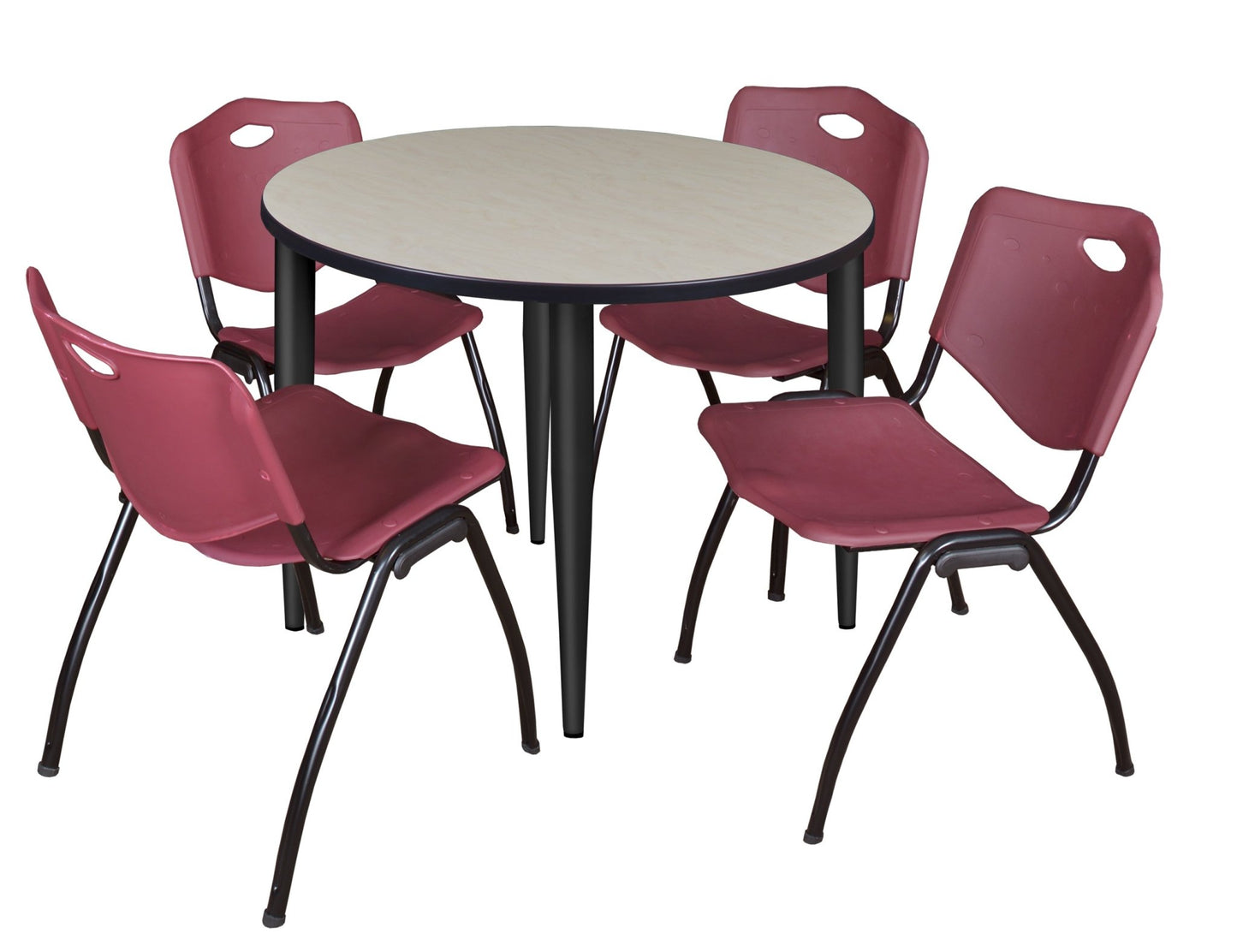 Regency Kahlo 42 in. Round Breakroom Table & 4 M Stack Chairs - SchoolOutlet