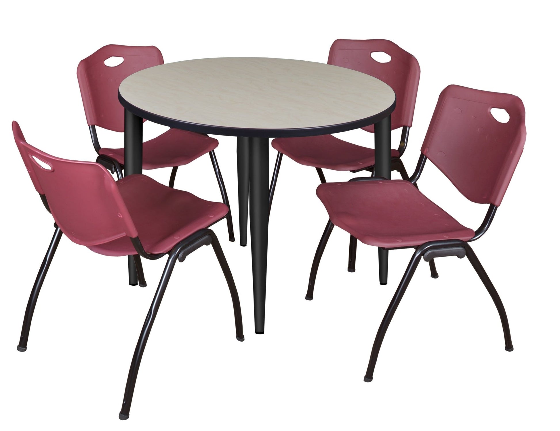 Regency Kahlo 42 in. Round Breakroom Table & 4 M Stack Chairs - SchoolOutlet