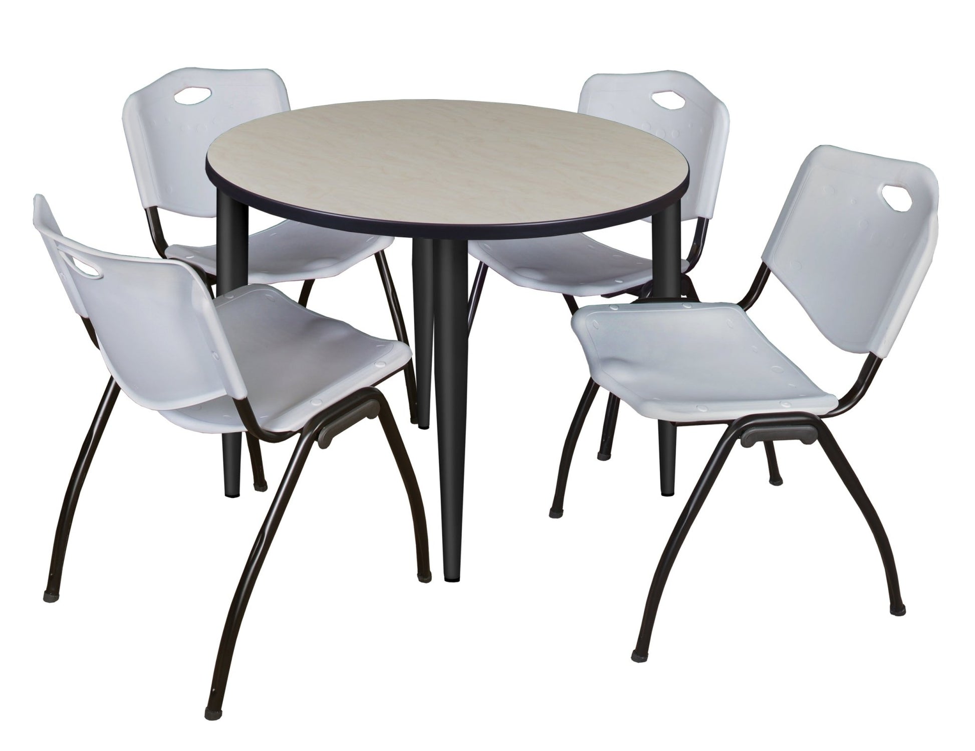 Regency Kahlo 42 in. Round Breakroom Table & 4 M Stack Chairs - SchoolOutlet
