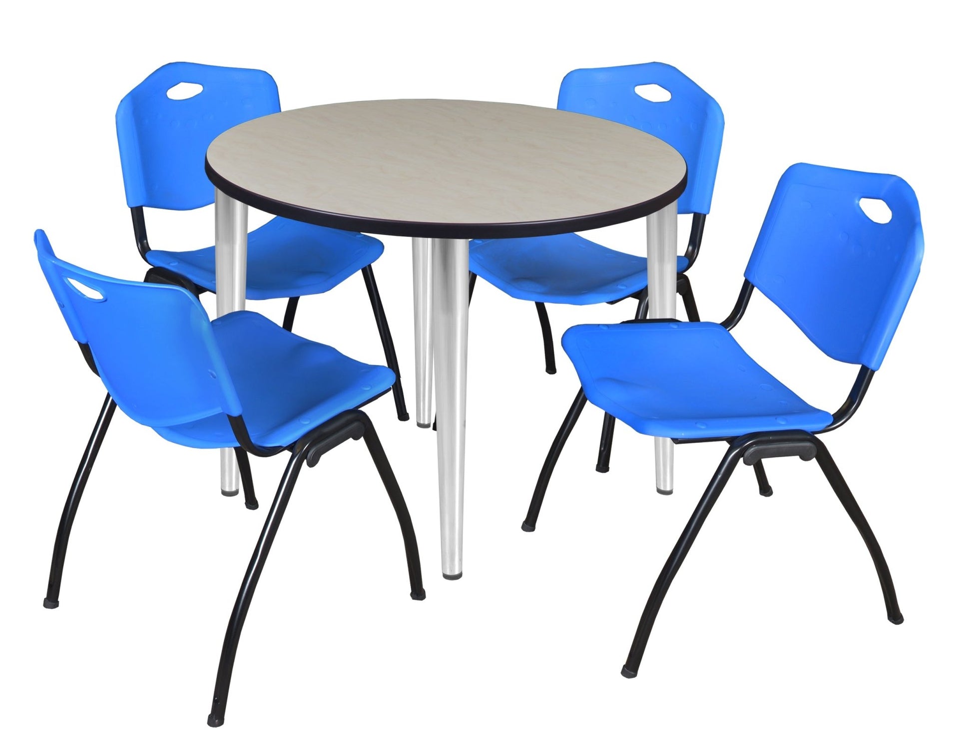 Regency Kahlo 42 in. Round Breakroom Table & 4 M Stack Chairs - SchoolOutlet