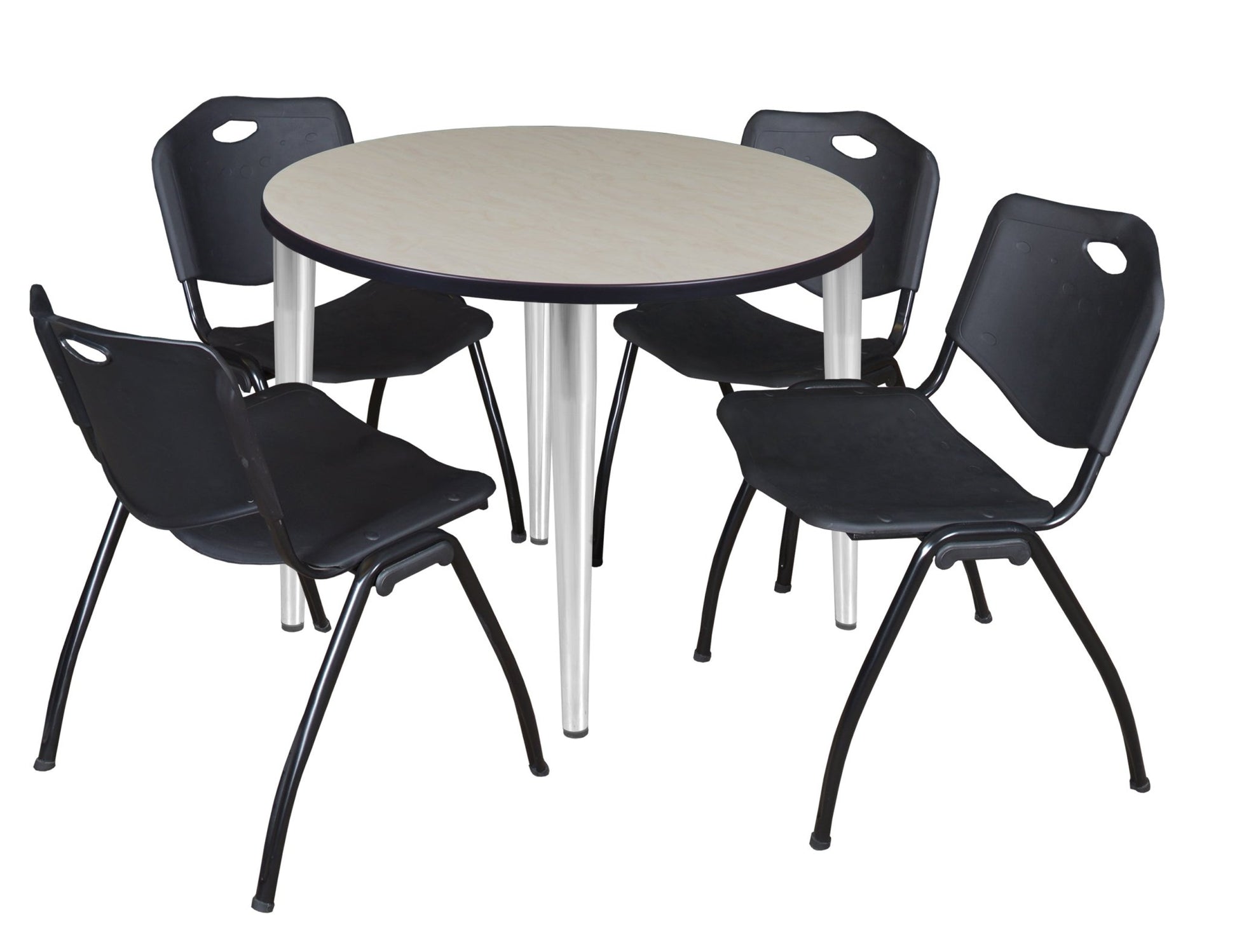 Regency Kahlo 42 in. Round Breakroom Table & 4 M Stack Chairs - SchoolOutlet