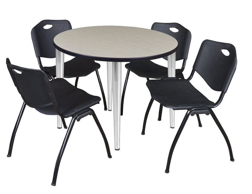 Regency Kahlo 42 in. Round Breakroom Table & 4 M Stack Chairs - SchoolOutlet
