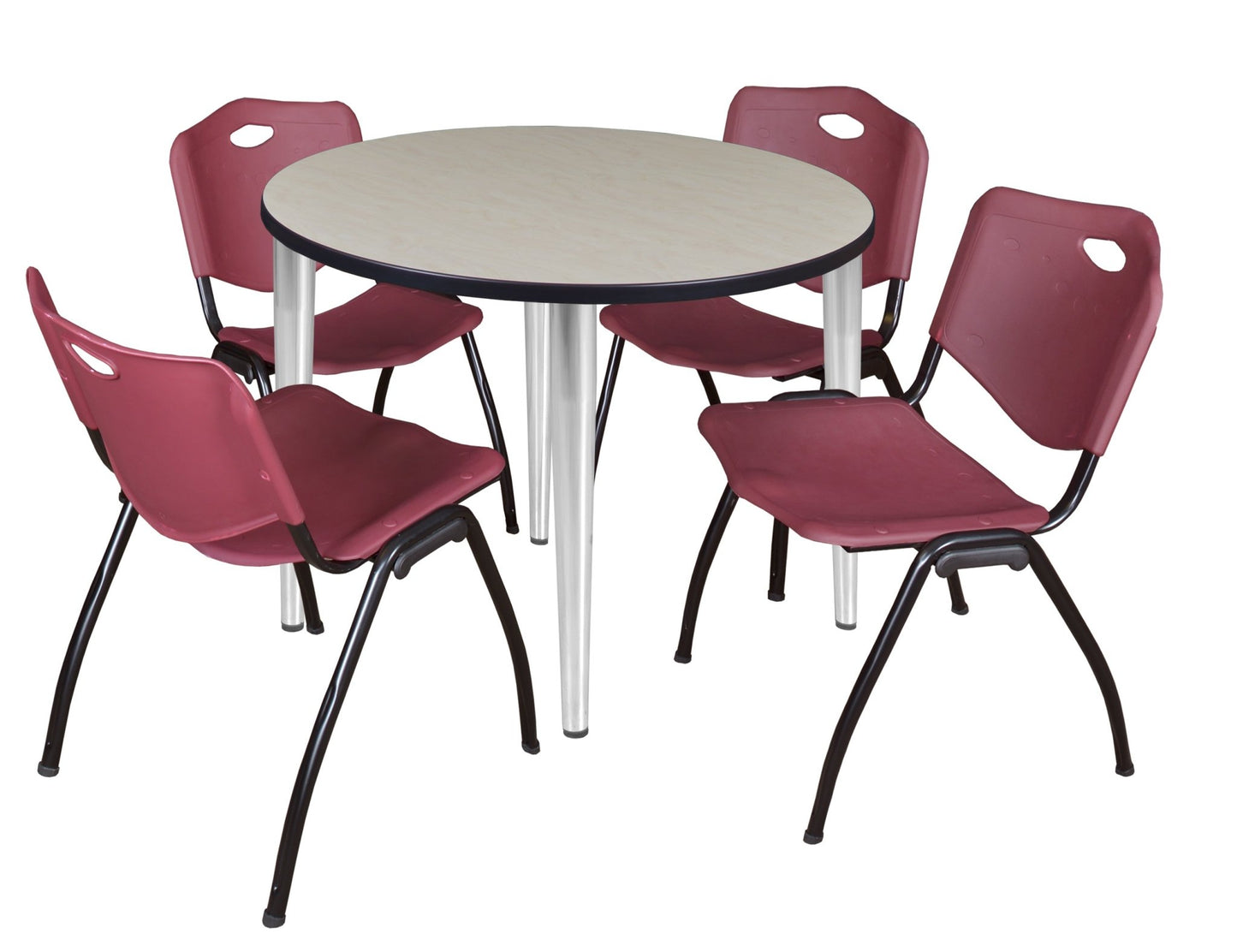 Regency Kahlo 42 in. Round Breakroom Table & 4 M Stack Chairs - SchoolOutlet
