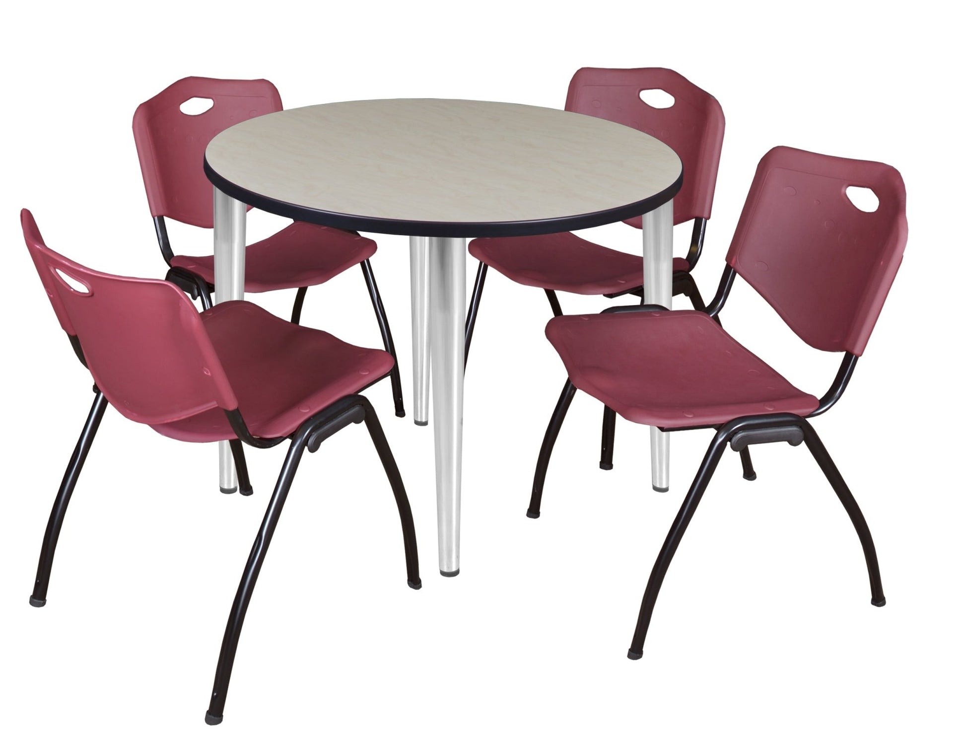 Regency Kahlo 42 in. Round Breakroom Table & 4 M Stack Chairs - SchoolOutlet