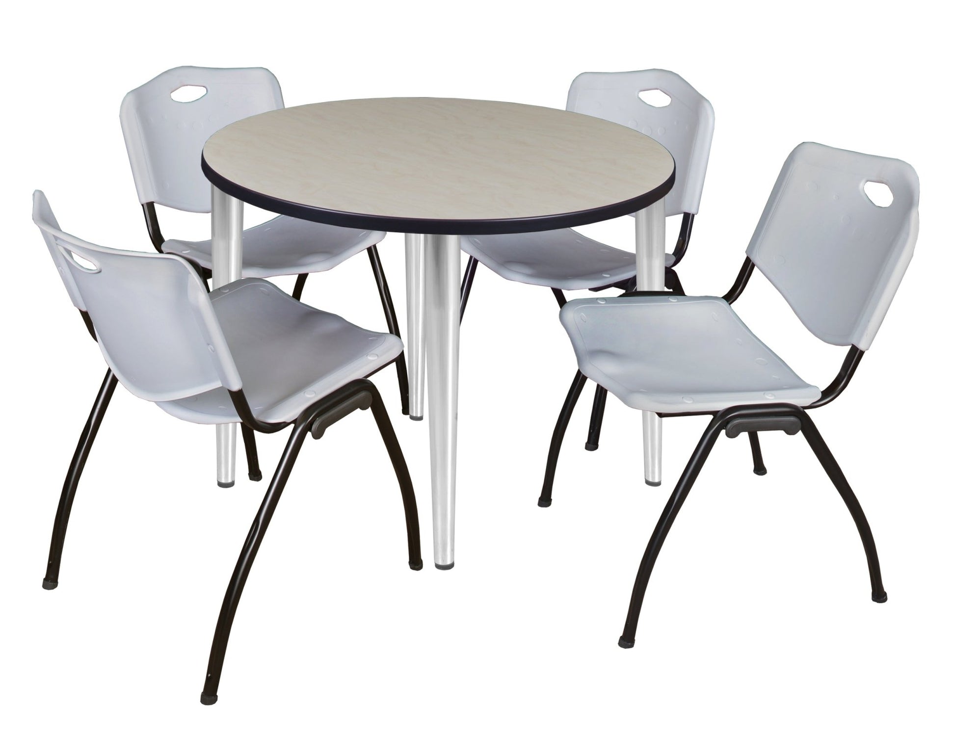 Regency Kahlo 42 in. Round Breakroom Table & 4 M Stack Chairs - SchoolOutlet
