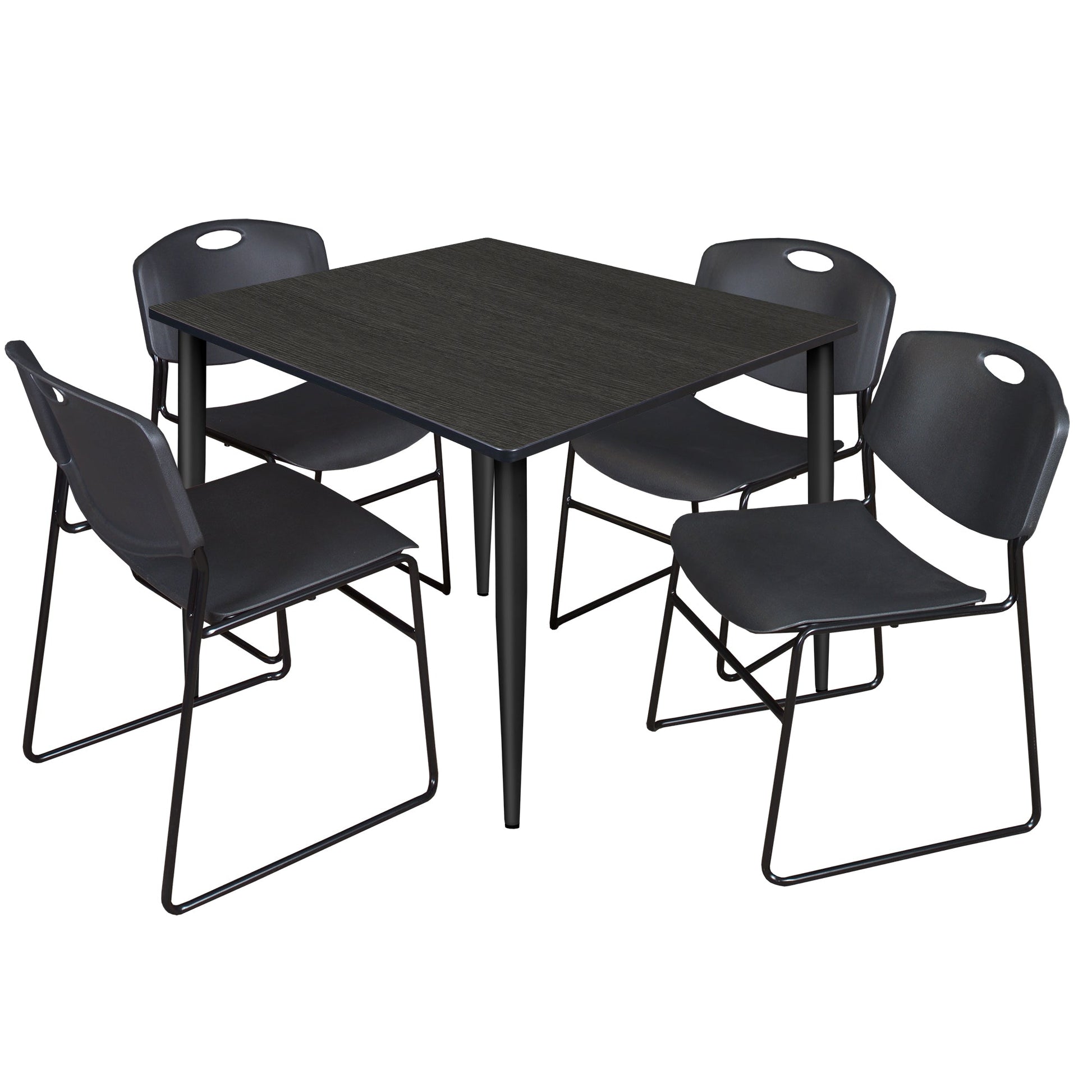 Regency Kahlo 48 in. Square Breakroom Table & 4 Zeng Stack Chairs - SchoolOutlet