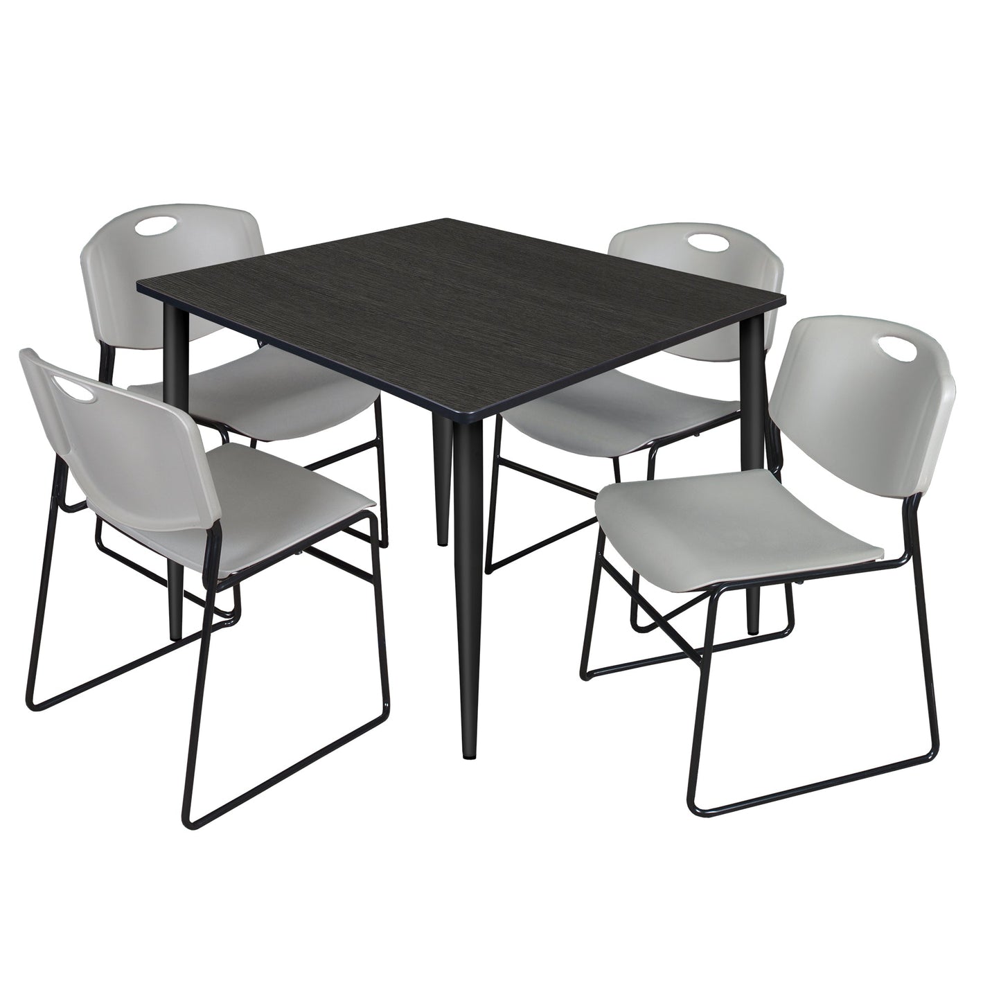 Regency Kahlo 48 in. Square Breakroom Table & 4 Zeng Stack Chairs - SchoolOutlet