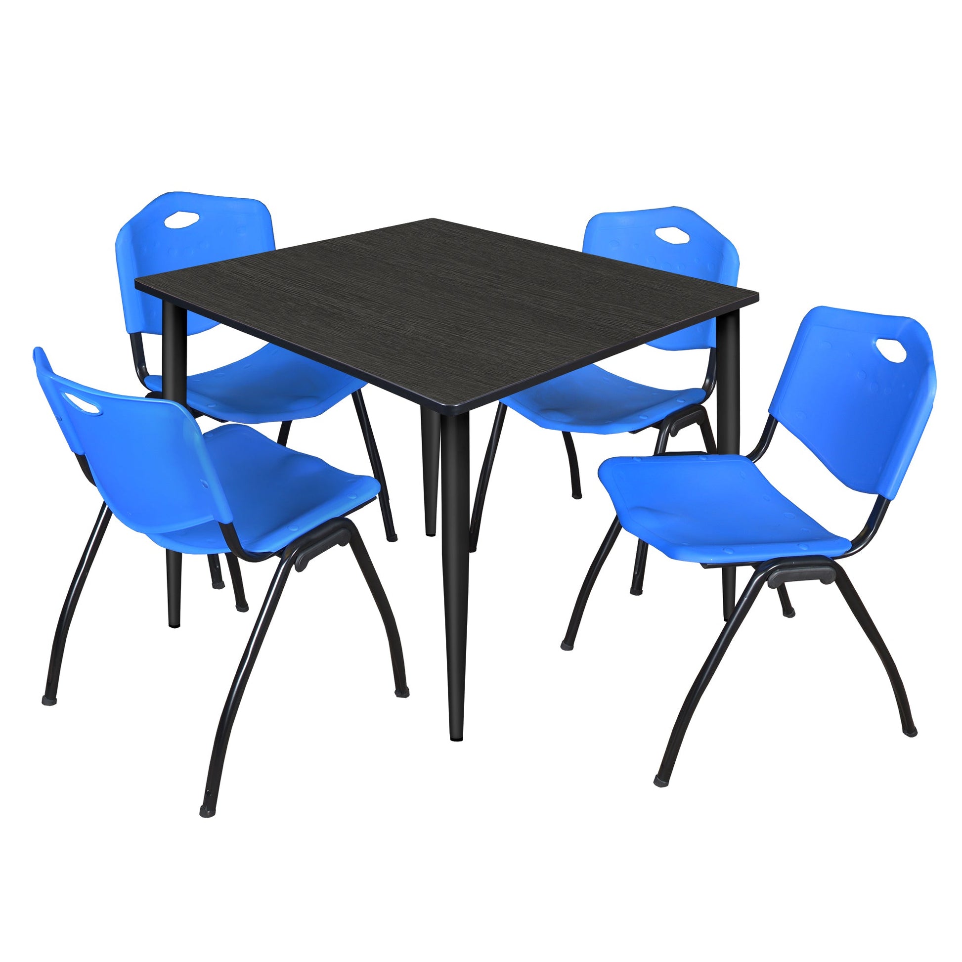 Regency Kahlo 48 in. Square Breakroom Table & 4 M Stack Chairs - SchoolOutlet