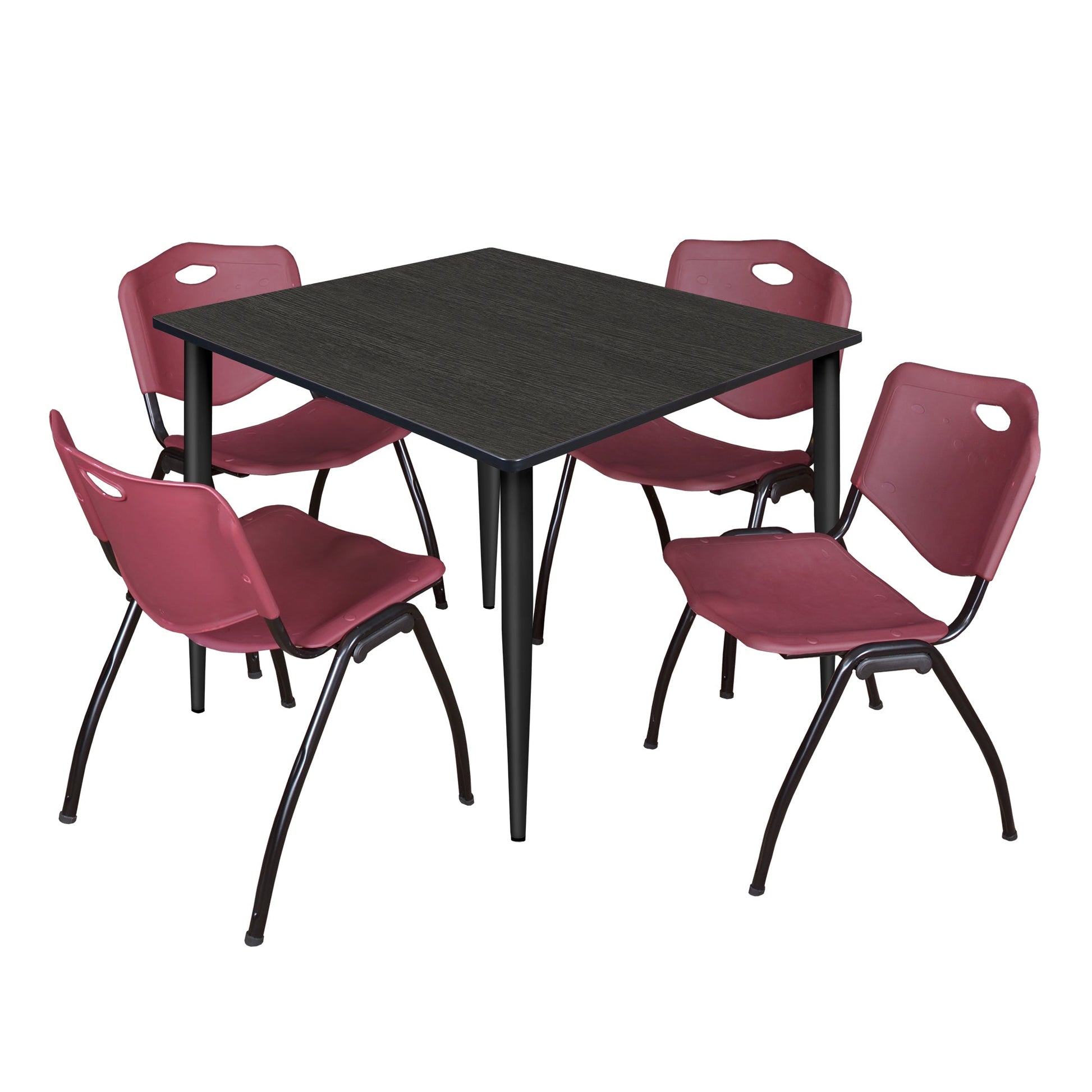 Regency Kahlo 48 in. Square Breakroom Table & 4 M Stack Chairs - SchoolOutlet