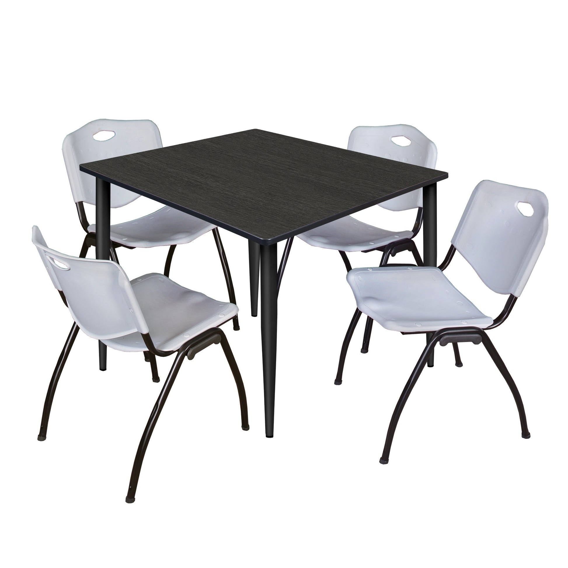 Regency Kahlo 48 in. Square Breakroom Table & 4 M Stack Chairs - SchoolOutlet