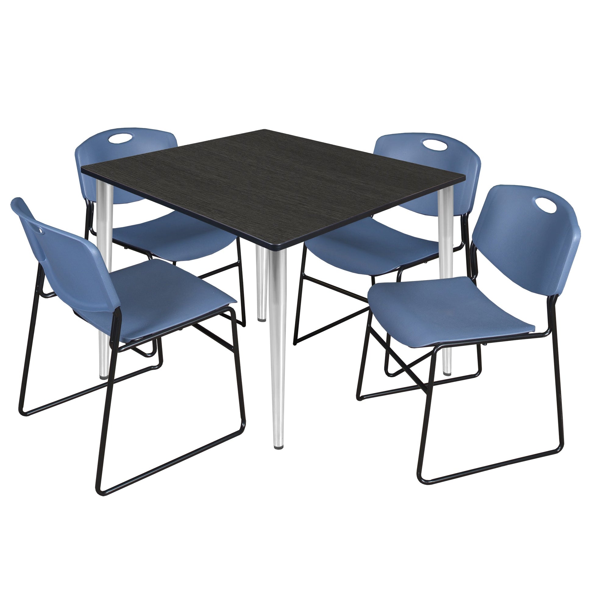 Regency Kahlo 48 in. Square Breakroom Table & 4 Zeng Stack Chairs - SchoolOutlet