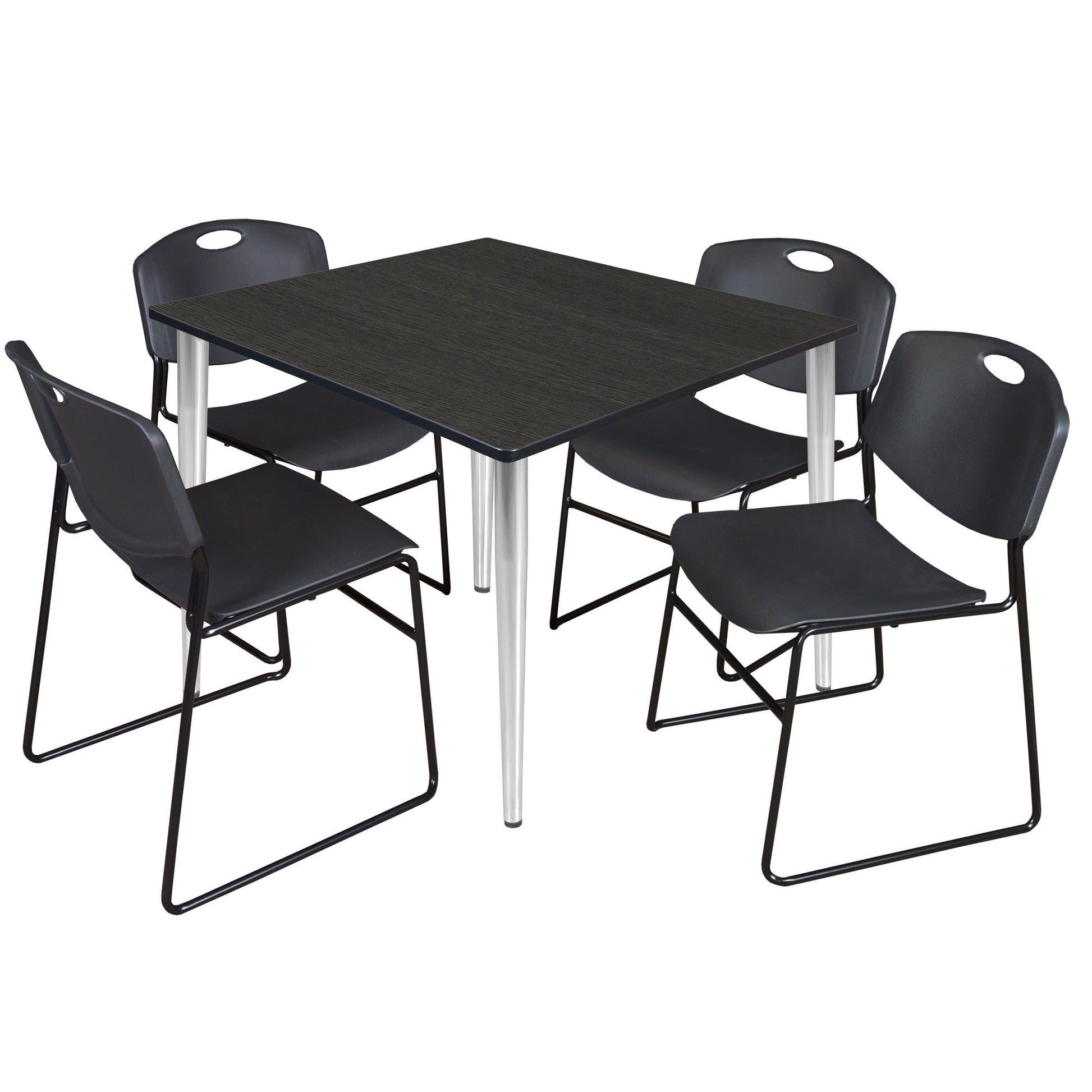 Regency Kahlo 48 in. Square Breakroom Table & 4 Zeng Stack Chairs - SchoolOutlet