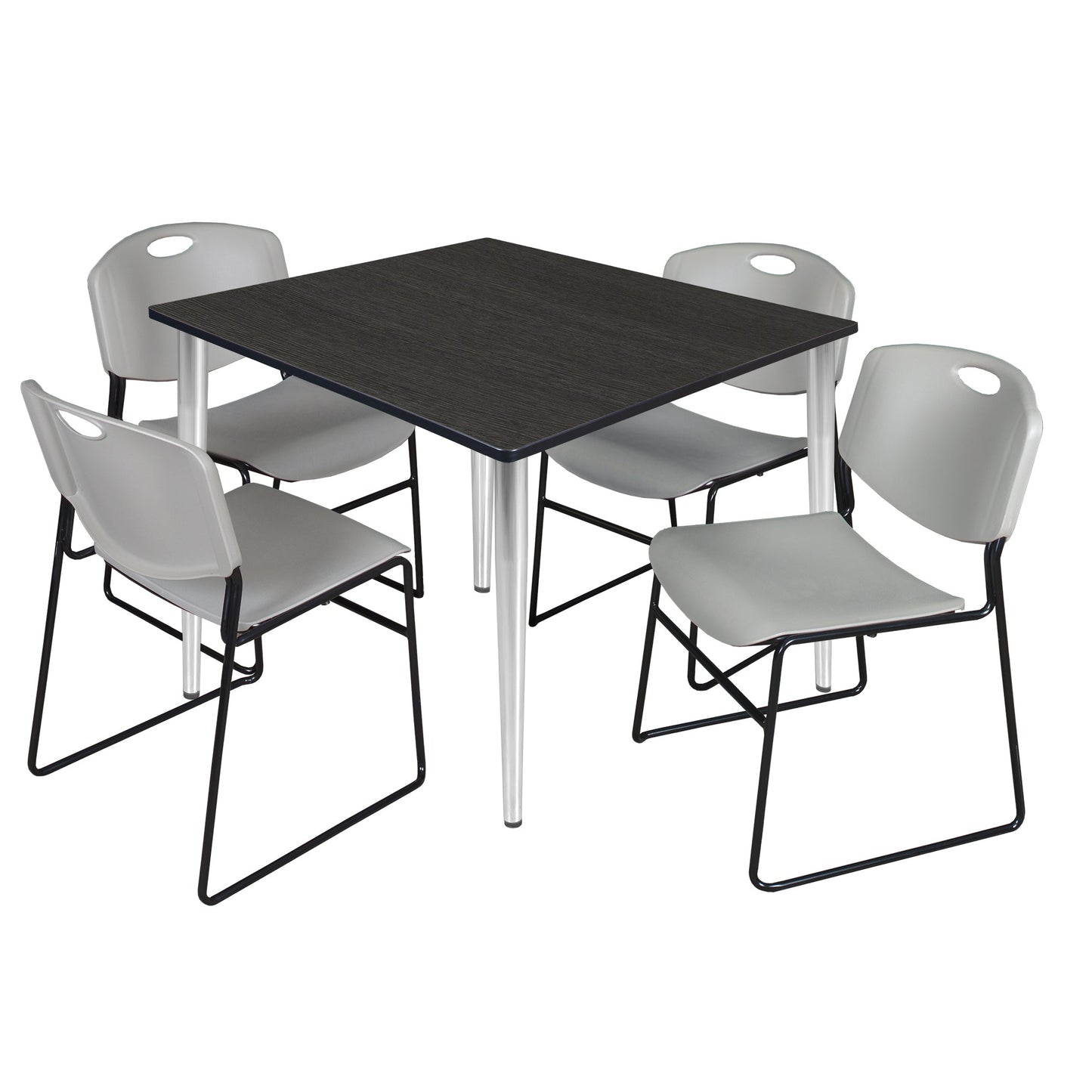 Regency Kahlo 48 in. Square Breakroom Table & 4 Zeng Stack Chairs - SchoolOutlet
