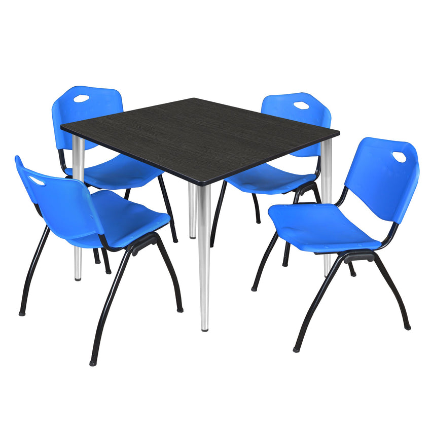 Regency Kahlo 48 in. Square Breakroom Table & 4 M Stack Chairs - SchoolOutlet