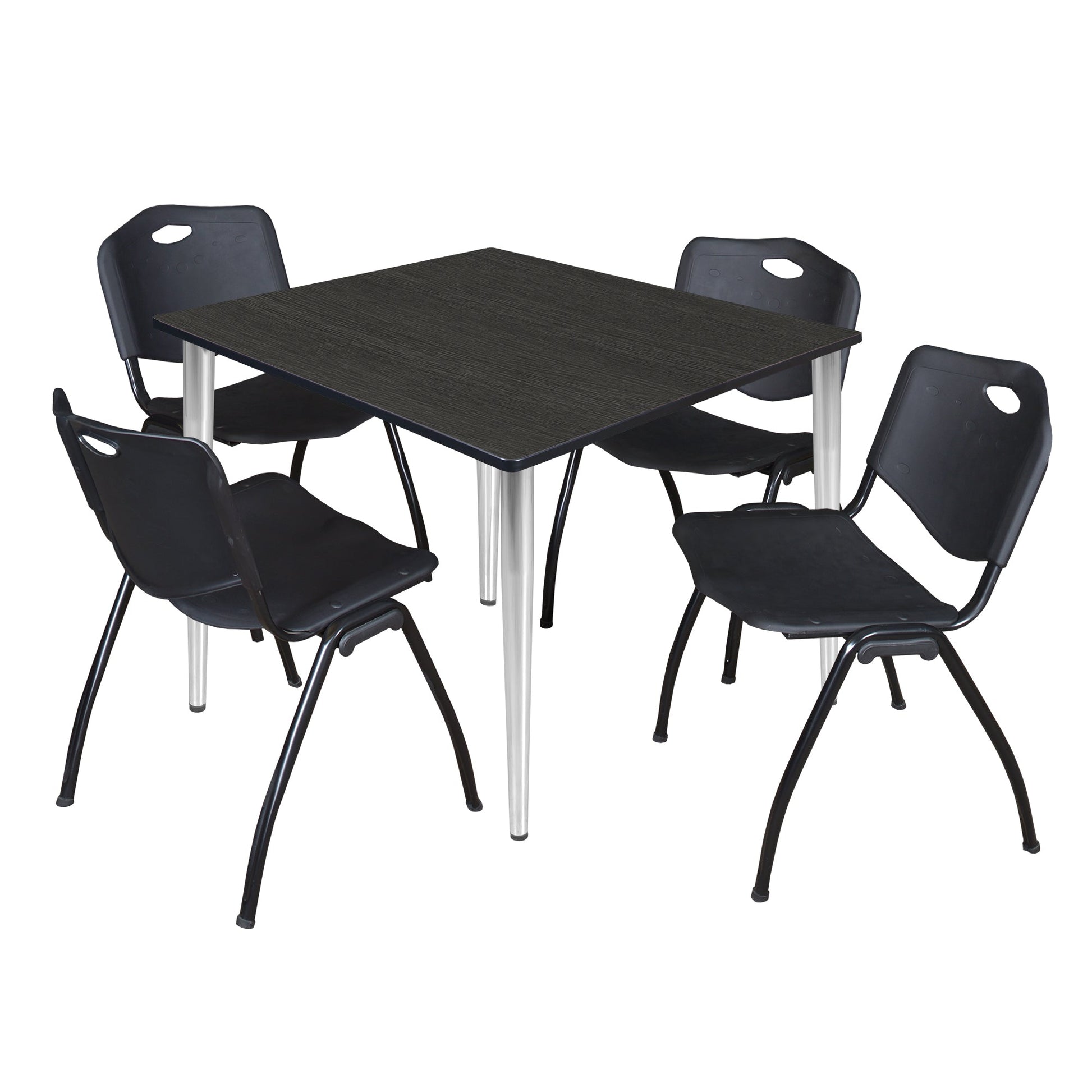 Regency Kahlo 48 in. Square Breakroom Table & 4 M Stack Chairs - SchoolOutlet