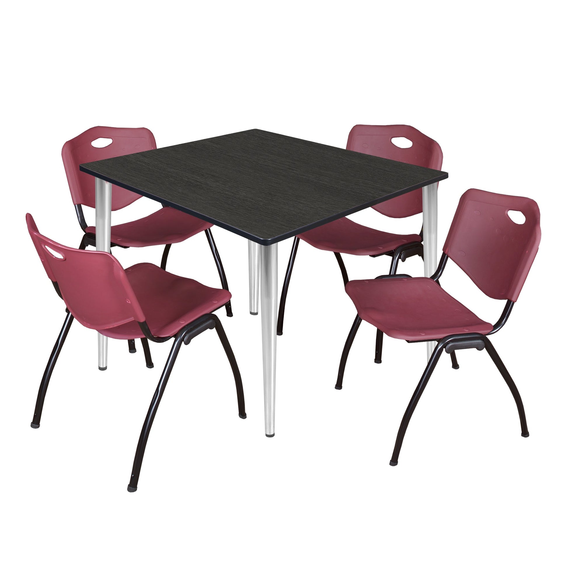 Regency Kahlo 48 in. Square Breakroom Table & 4 M Stack Chairs - SchoolOutlet