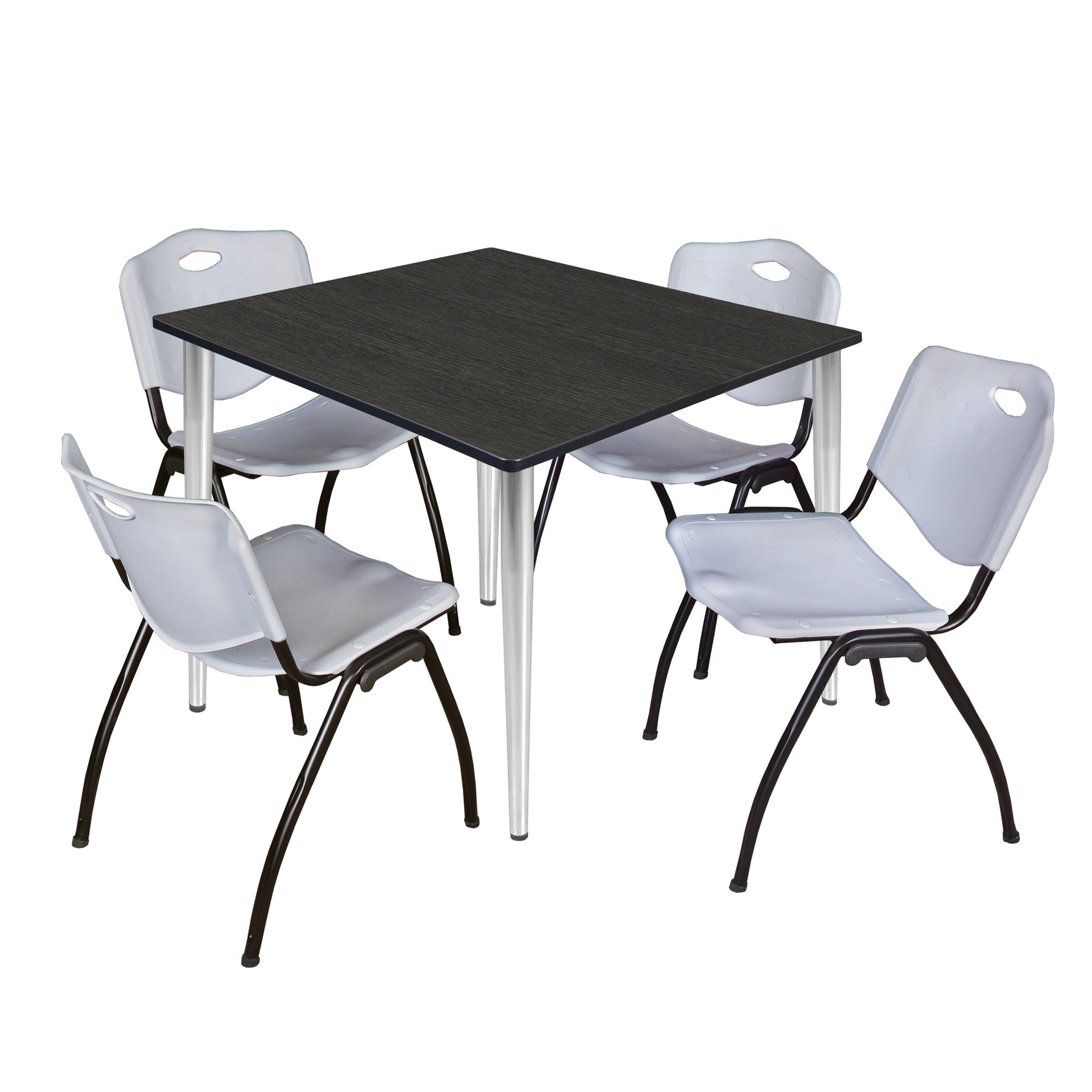 Regency Kahlo 48 in. Square Breakroom Table & 4 M Stack Chairs - SchoolOutlet