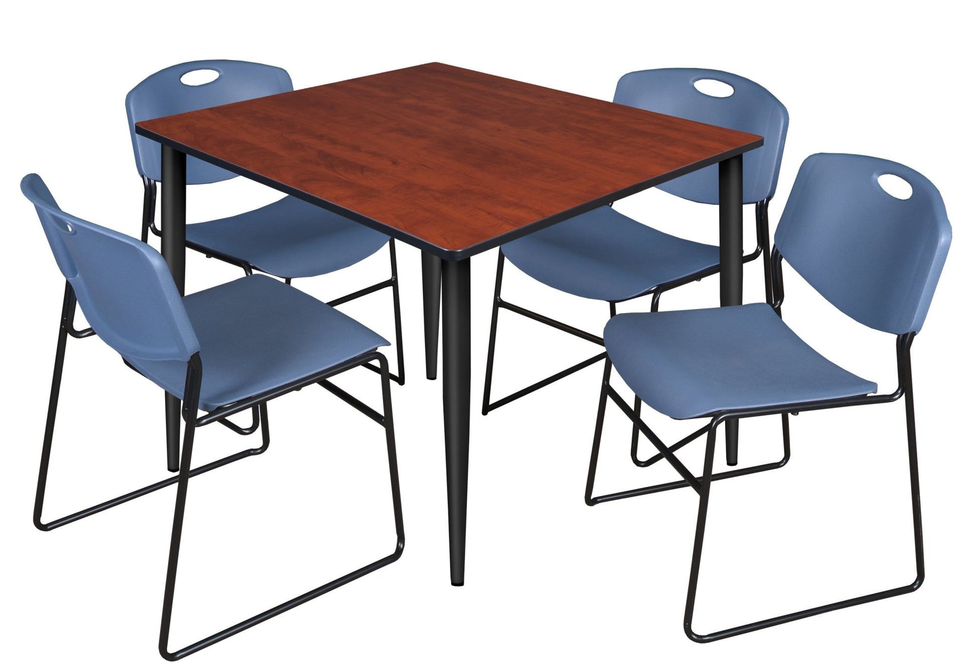 Regency Kahlo 48 in. Square Breakroom Table & 4 Zeng Stack Chairs - SchoolOutlet