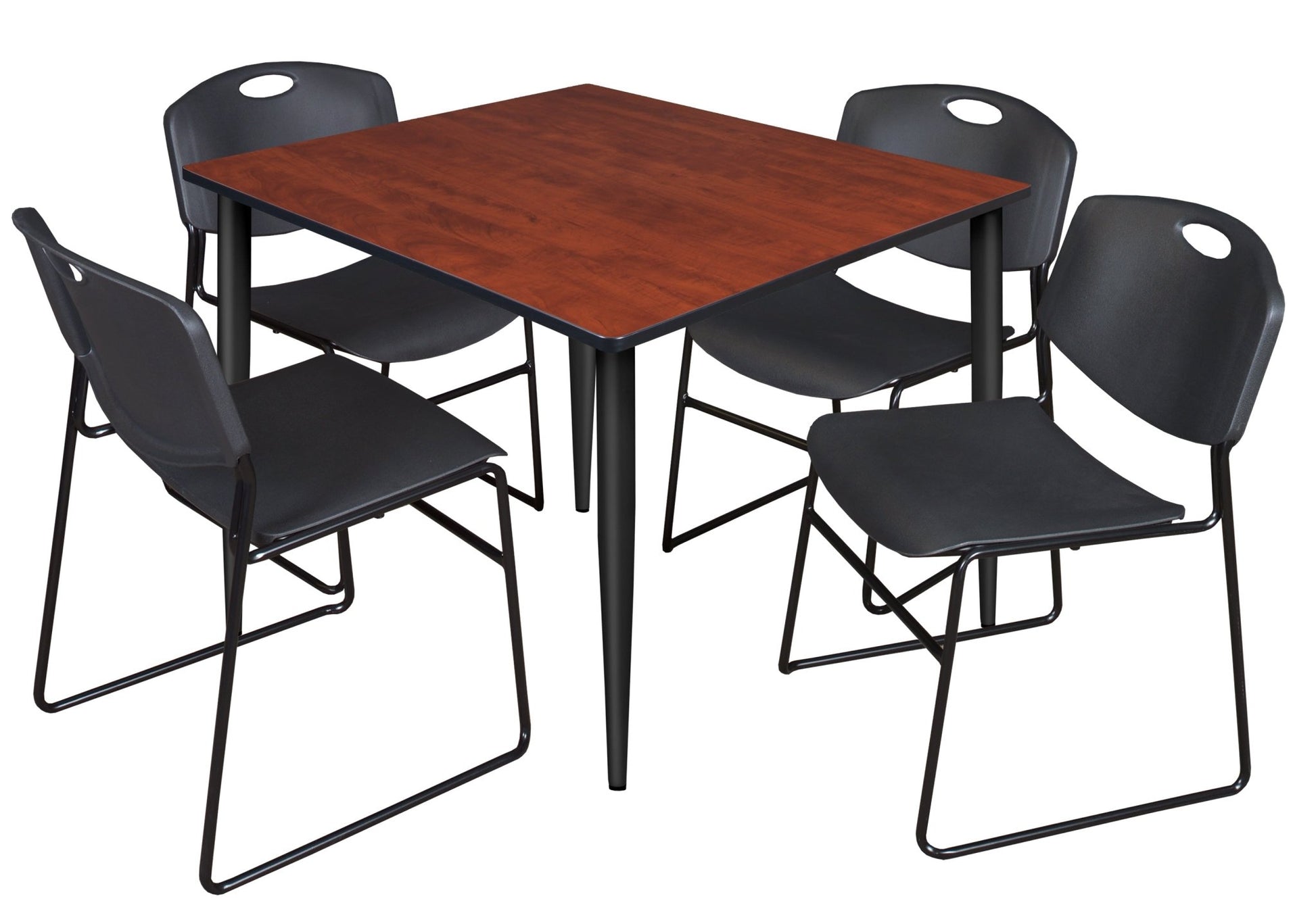 Regency Kahlo 48 in. Square Breakroom Table & 4 Zeng Stack Chairs - SchoolOutlet