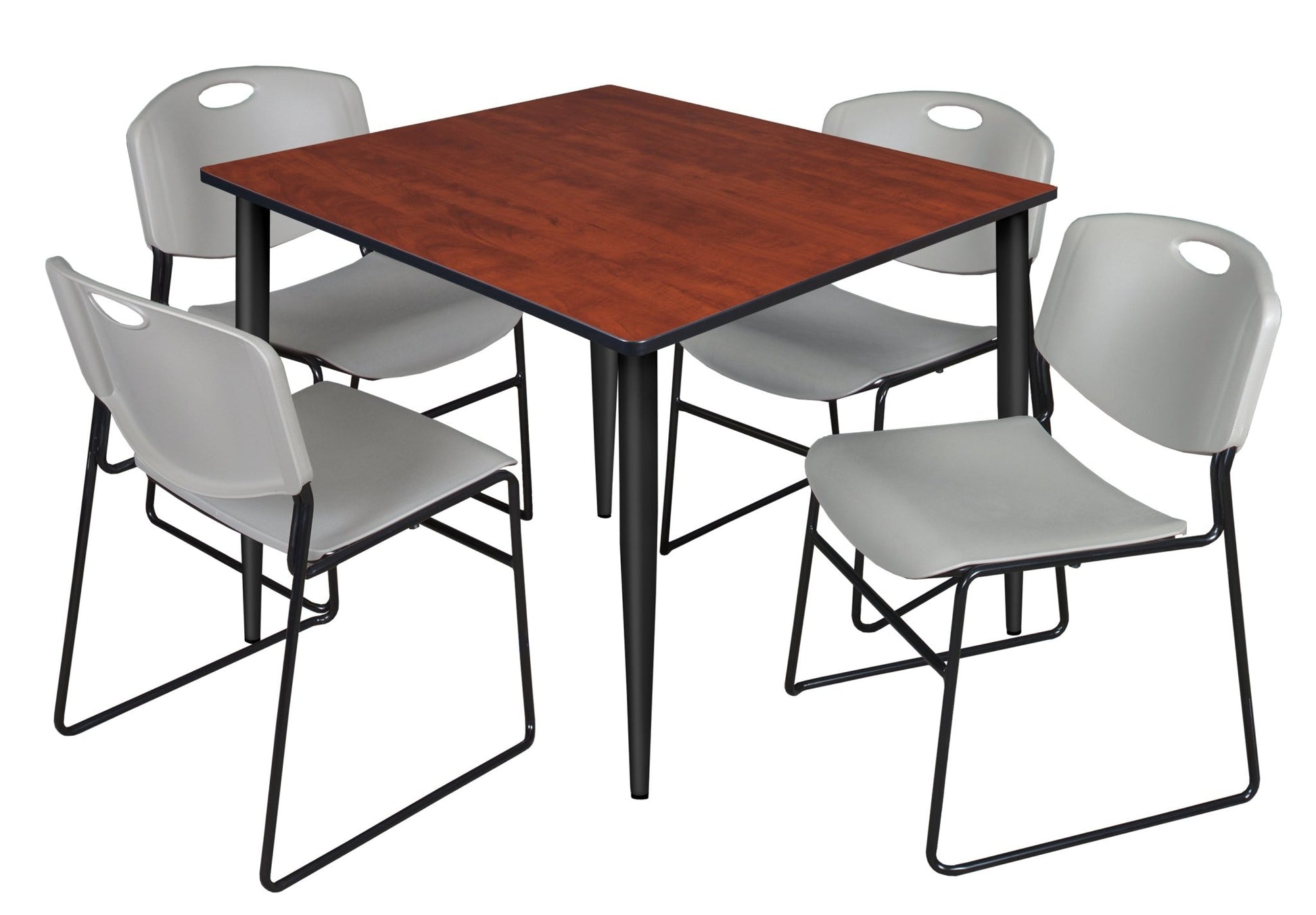Regency Kahlo 48 in. Square Breakroom Table & 4 Zeng Stack Chairs - SchoolOutlet