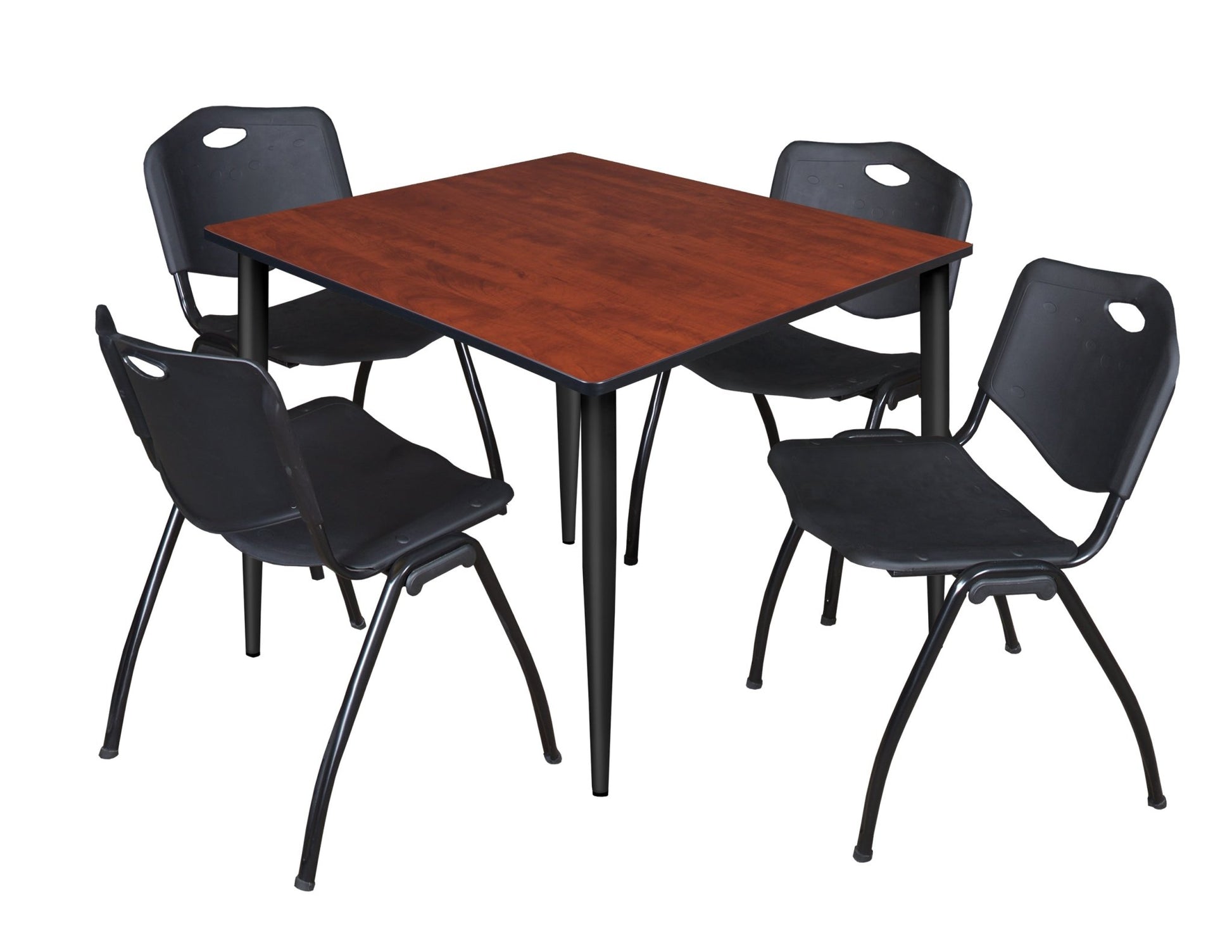 Regency Kahlo 48 in. Square Breakroom Table & 4 M Stack Chairs - SchoolOutlet