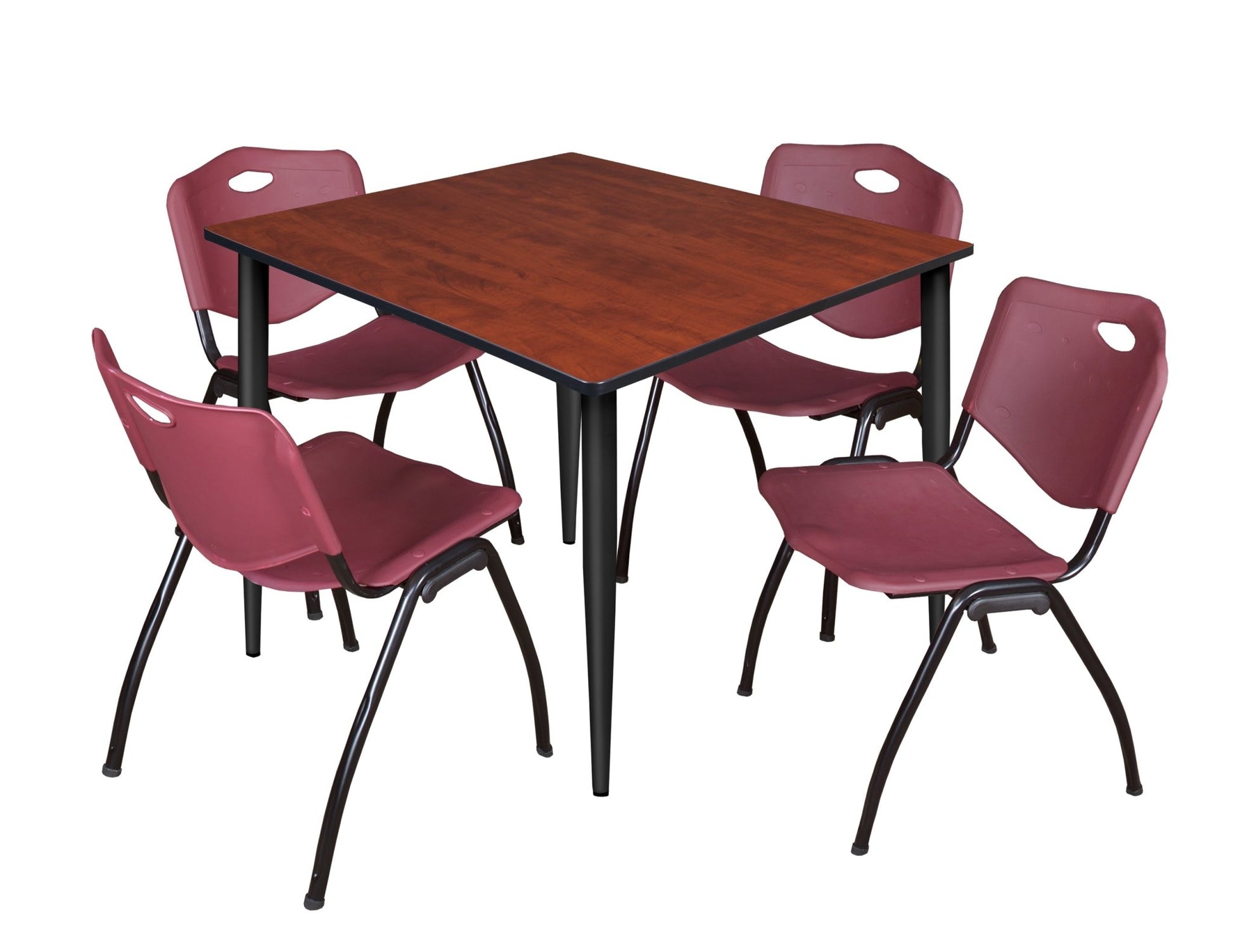 Regency Kahlo 48 in. Square Breakroom Table & 4 M Stack Chairs - SchoolOutlet