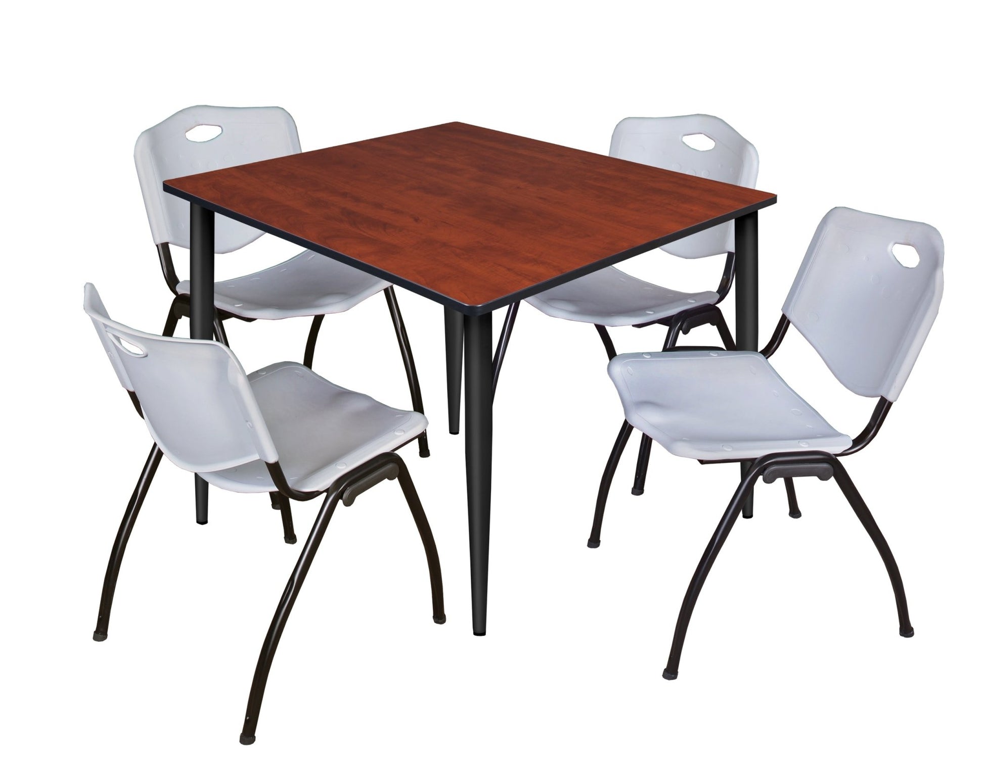 Regency Kahlo 48 in. Square Breakroom Table & 4 M Stack Chairs - SchoolOutlet