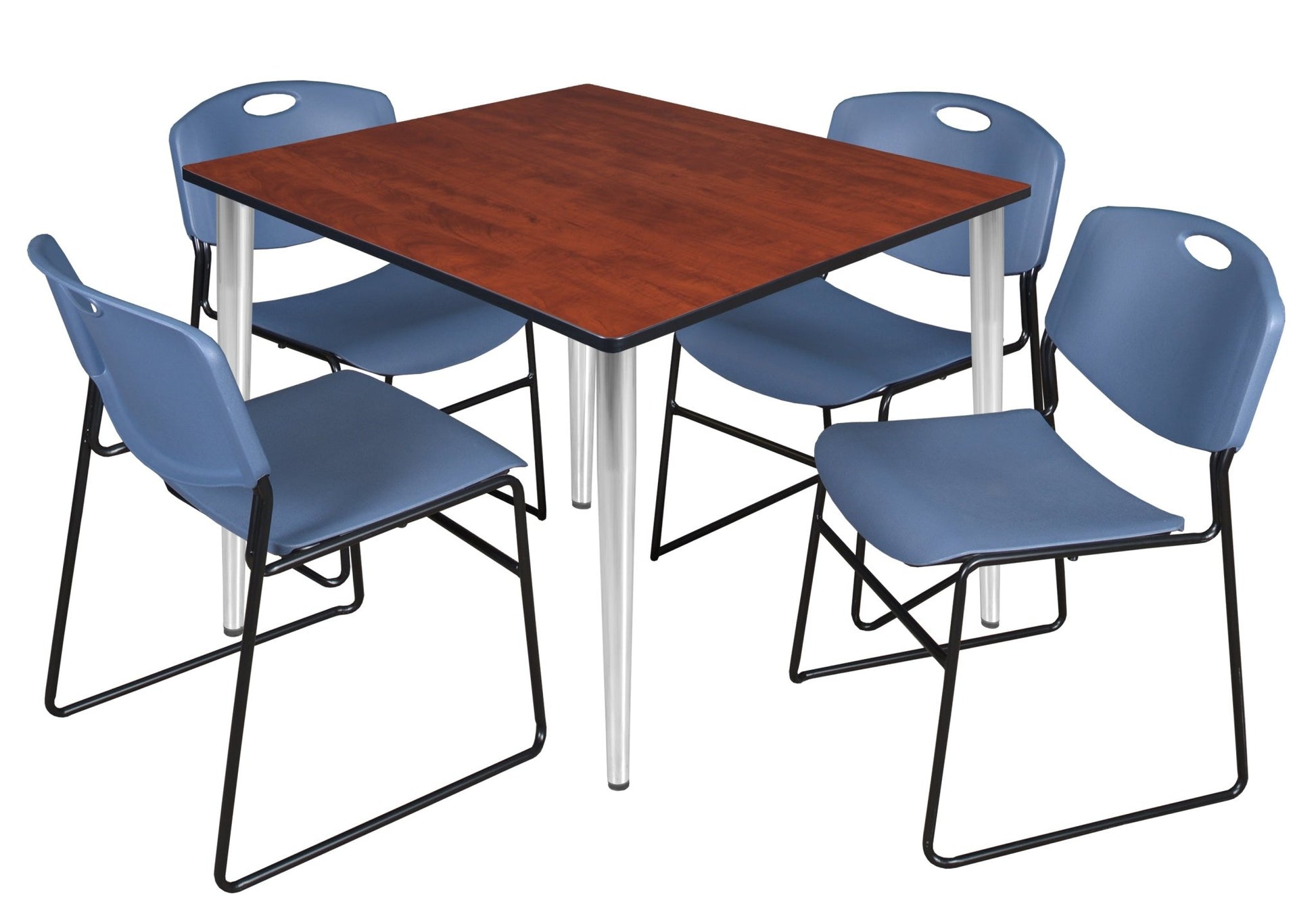 Regency Kahlo 48 in. Square Breakroom Table & 4 Zeng Stack Chairs - SchoolOutlet