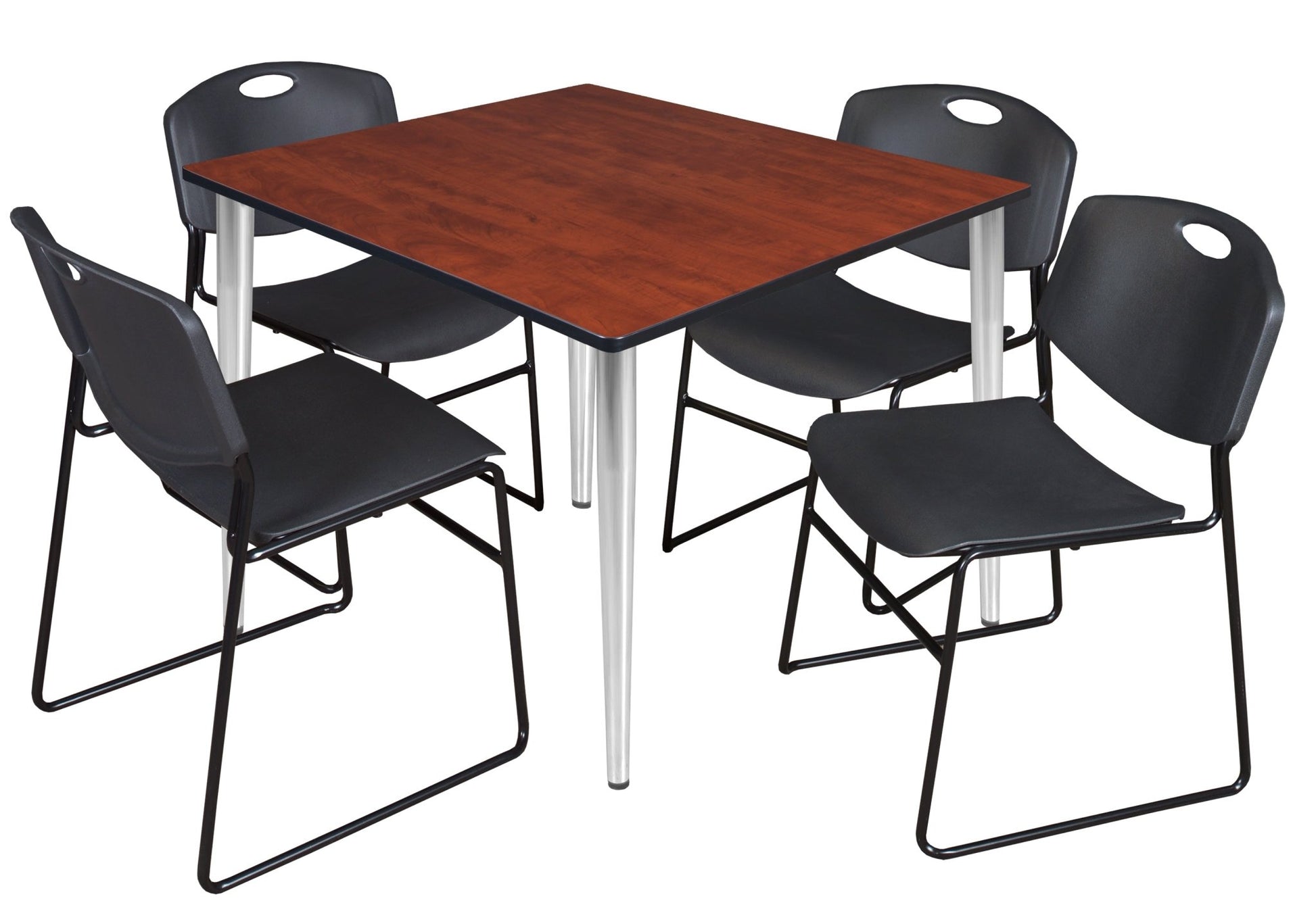 Regency Kahlo 48 in. Square Breakroom Table & 4 Zeng Stack Chairs - SchoolOutlet