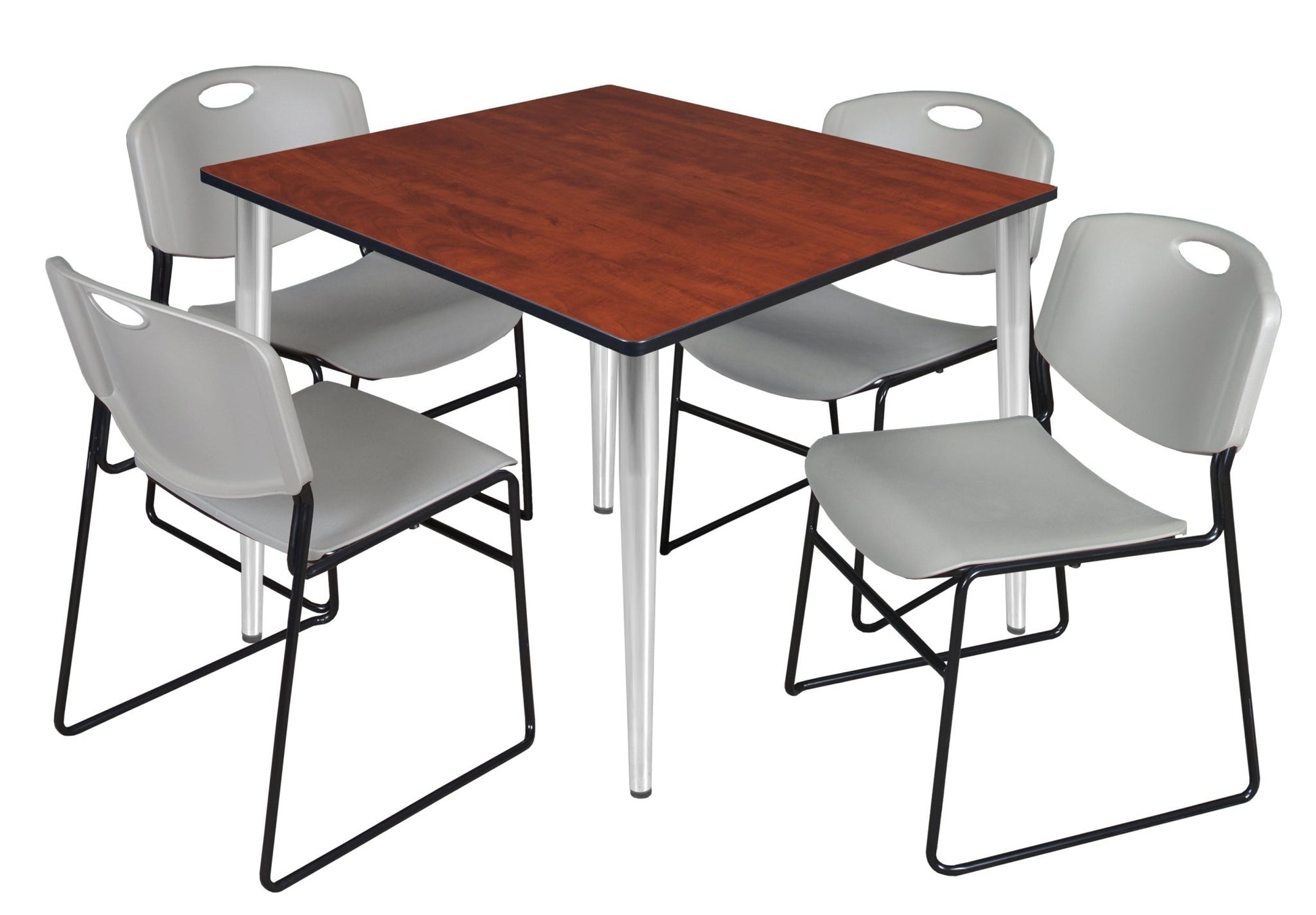 Regency Kahlo 48 in. Square Breakroom Table & 4 Zeng Stack Chairs - SchoolOutlet