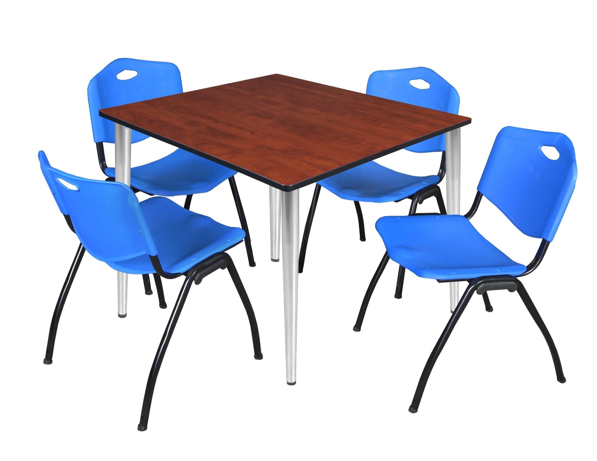 Regency Kahlo 48 in. Square Breakroom Table & 4 M Stack Chairs - SchoolOutlet