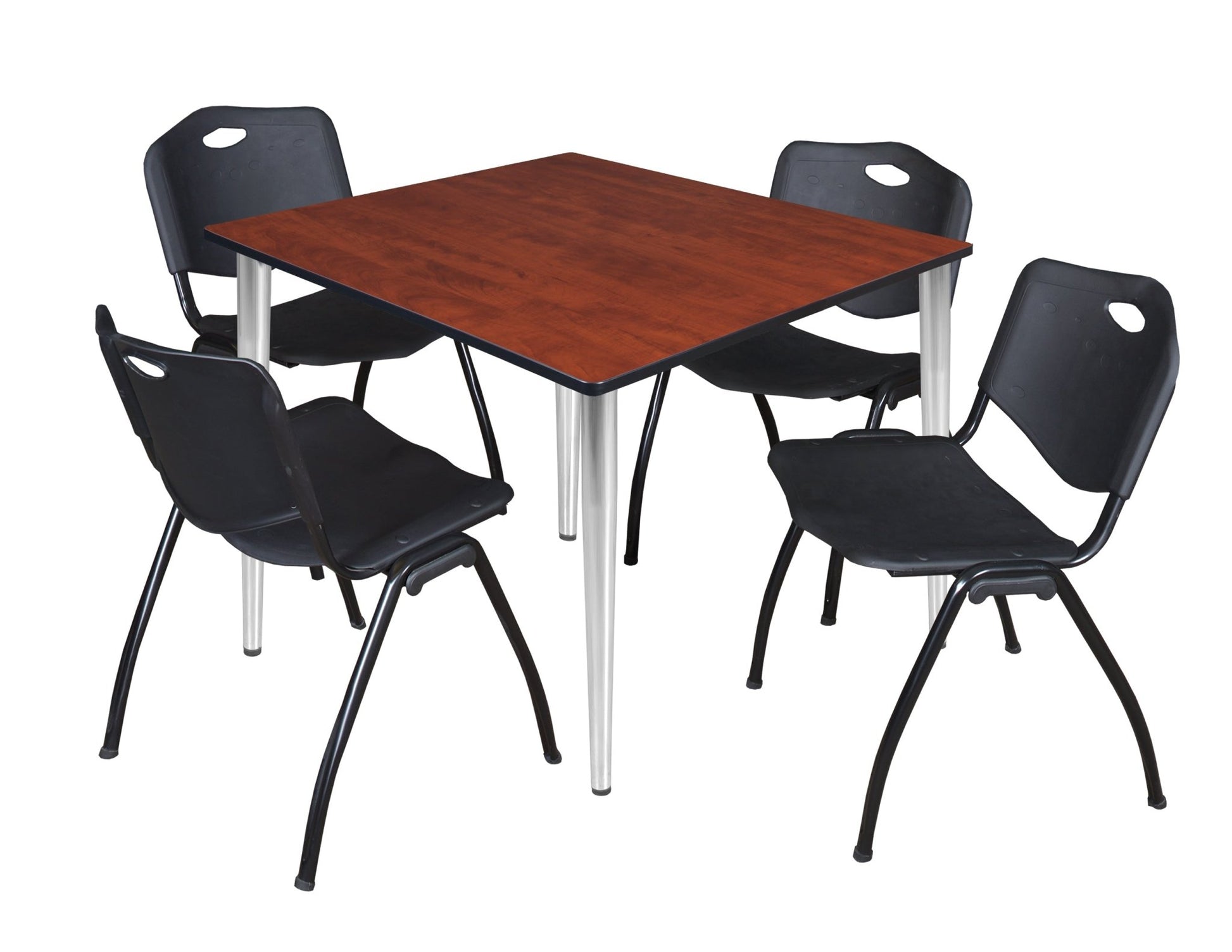 Regency Kahlo 48 in. Square Breakroom Table & 4 M Stack Chairs - SchoolOutlet