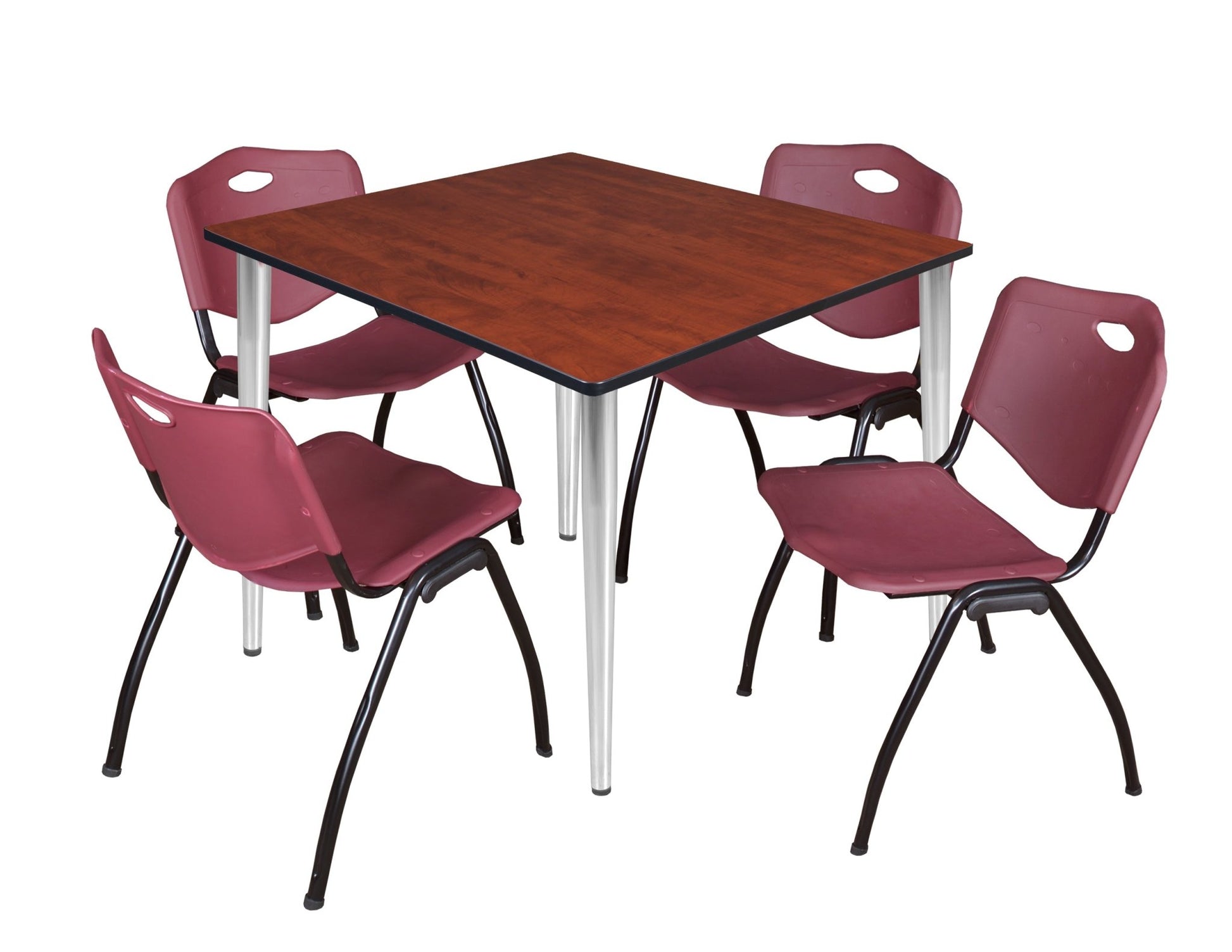 Regency Kahlo 48 in. Square Breakroom Table & 4 M Stack Chairs - SchoolOutlet