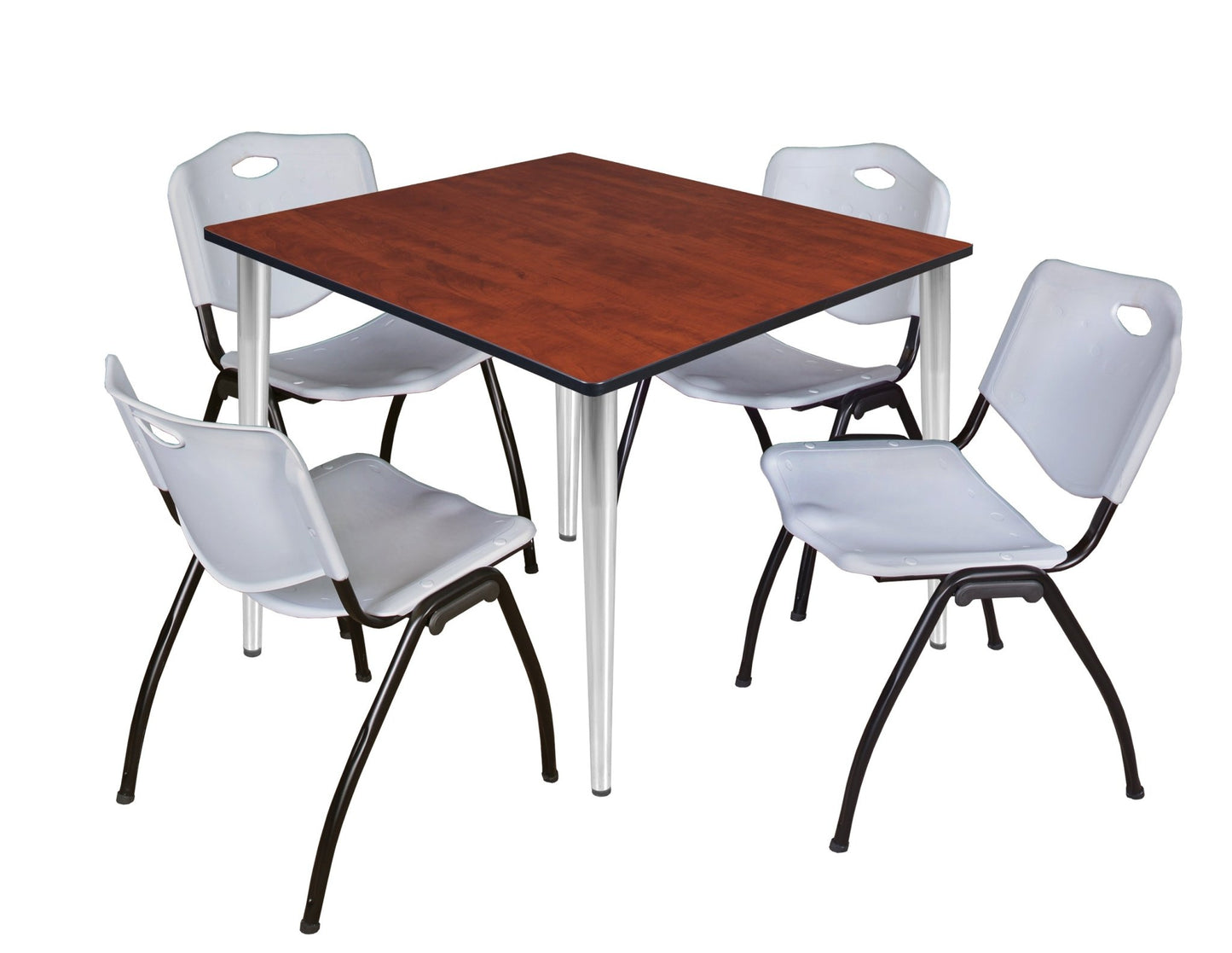 Regency Kahlo 48 in. Square Breakroom Table & 4 M Stack Chairs - SchoolOutlet
