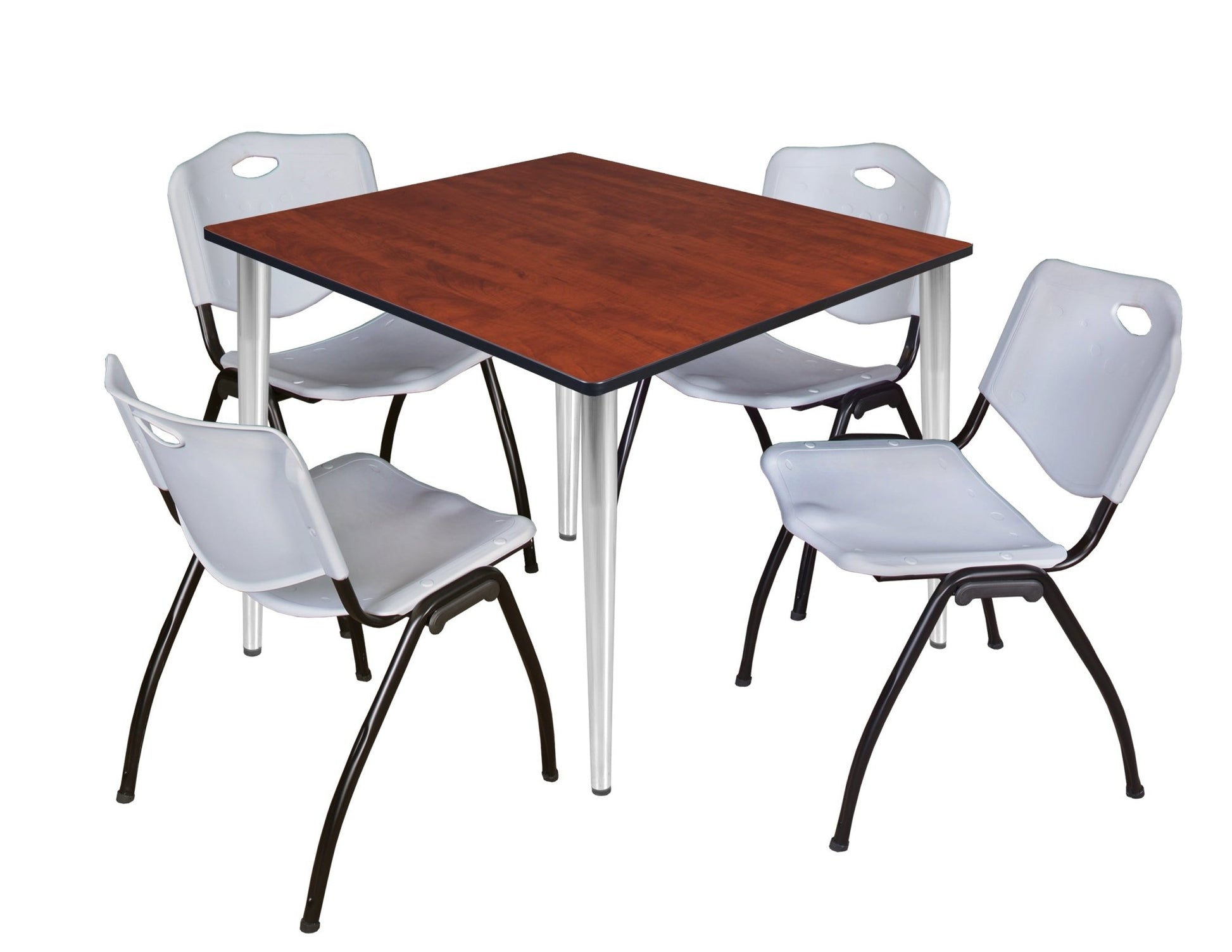 Regency Kahlo 48 in. Square Breakroom Table & 4 M Stack Chairs - SchoolOutlet