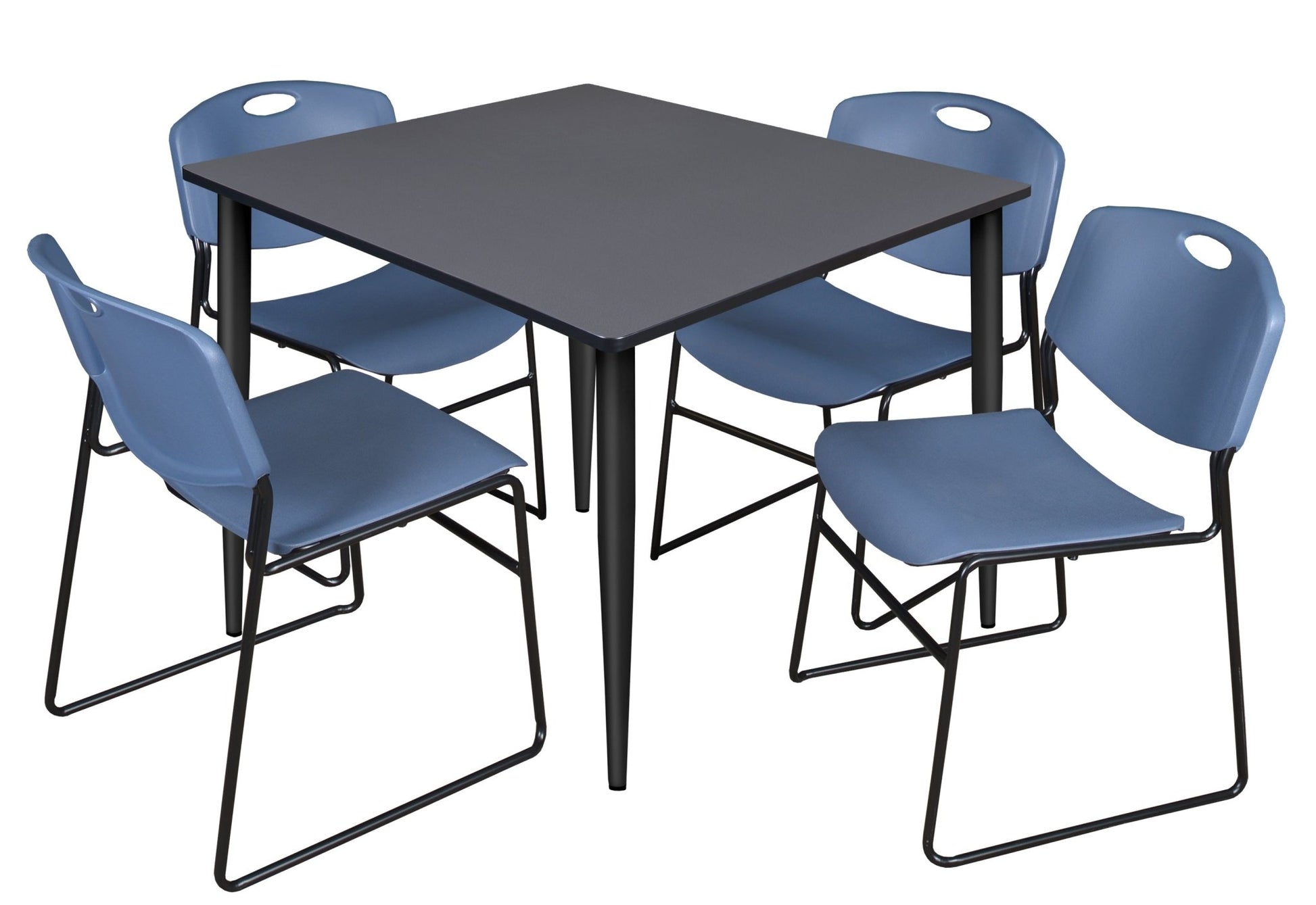 Regency Kahlo 48 in. Square Breakroom Table & 4 Zeng Stack Chairs - SchoolOutlet