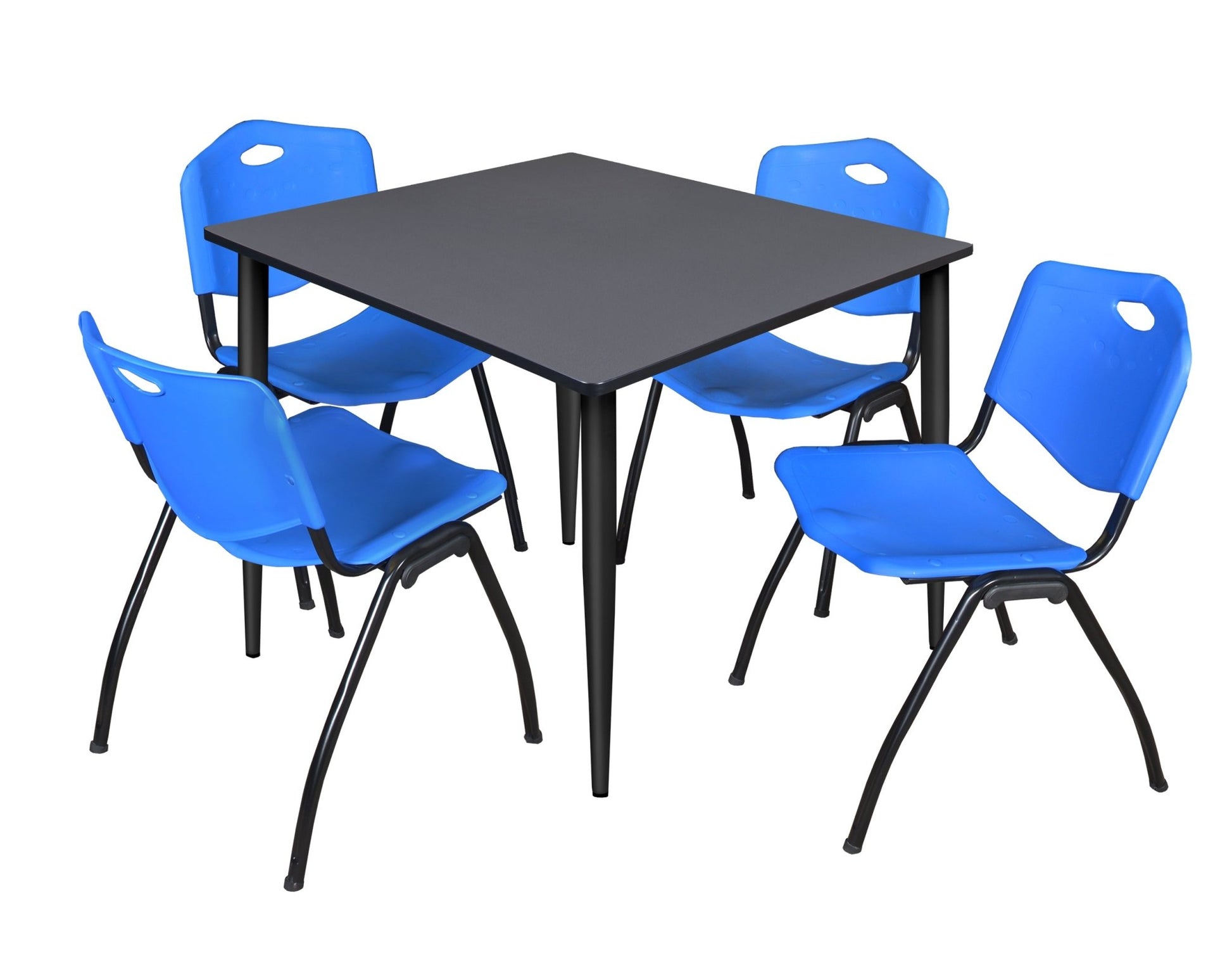 Regency Kahlo 48 in. Square Breakroom Table & 4 M Stack Chairs - SchoolOutlet