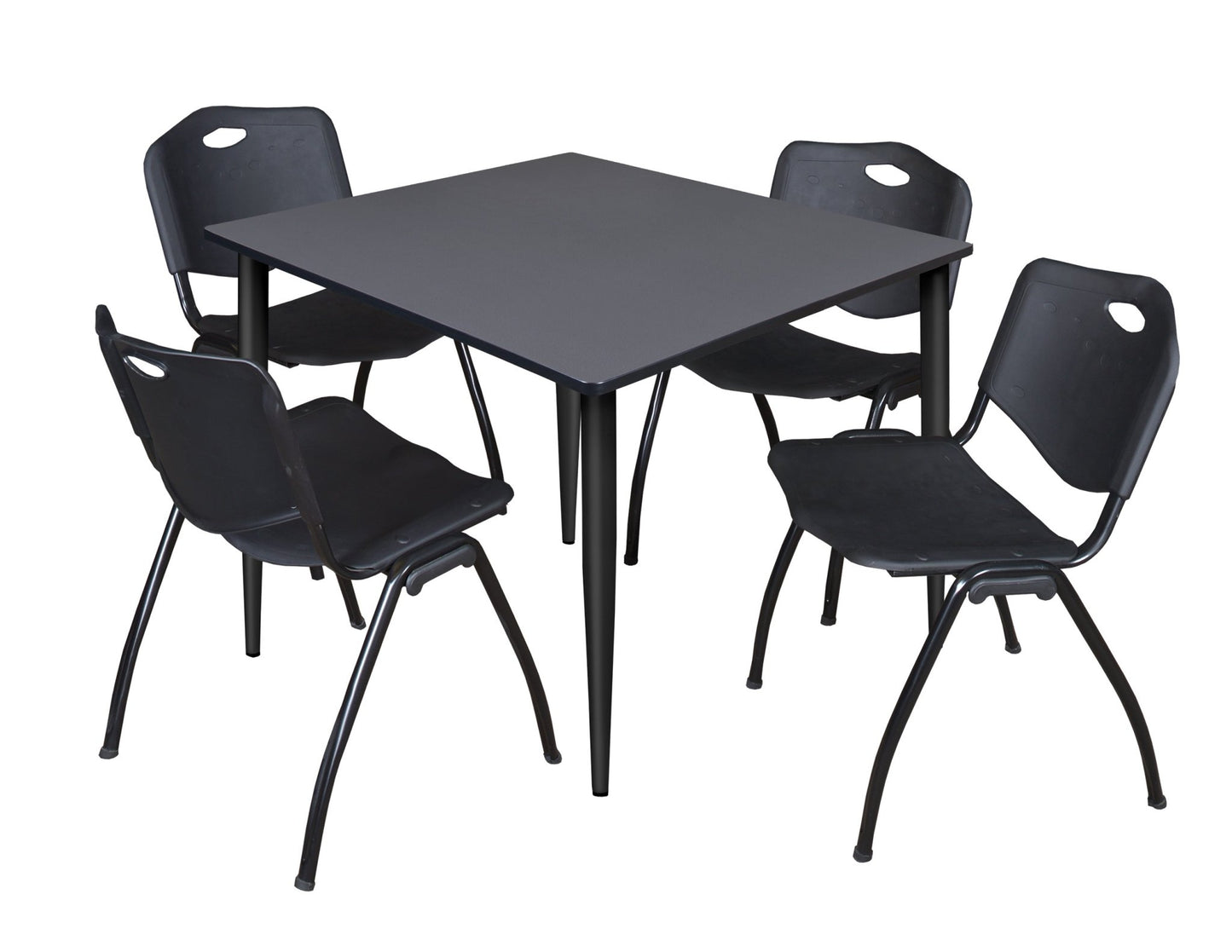 Regency Kahlo 48 in. Square Breakroom Table & 4 M Stack Chairs - SchoolOutlet