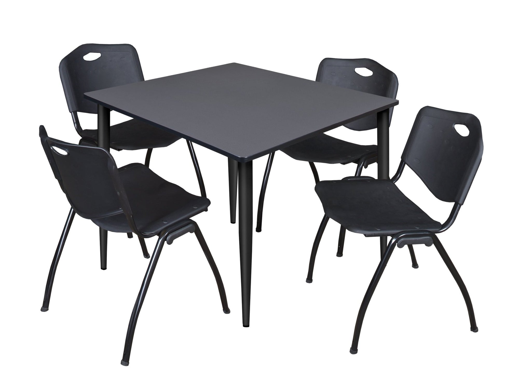 Regency Kahlo 48 in. Square Breakroom Table & 4 M Stack Chairs - SchoolOutlet