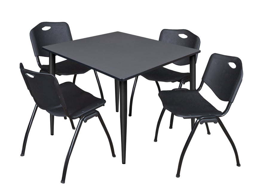 Regency Kahlo 48 in. Square Breakroom Table & 4 M Stack Chairs - SchoolOutlet